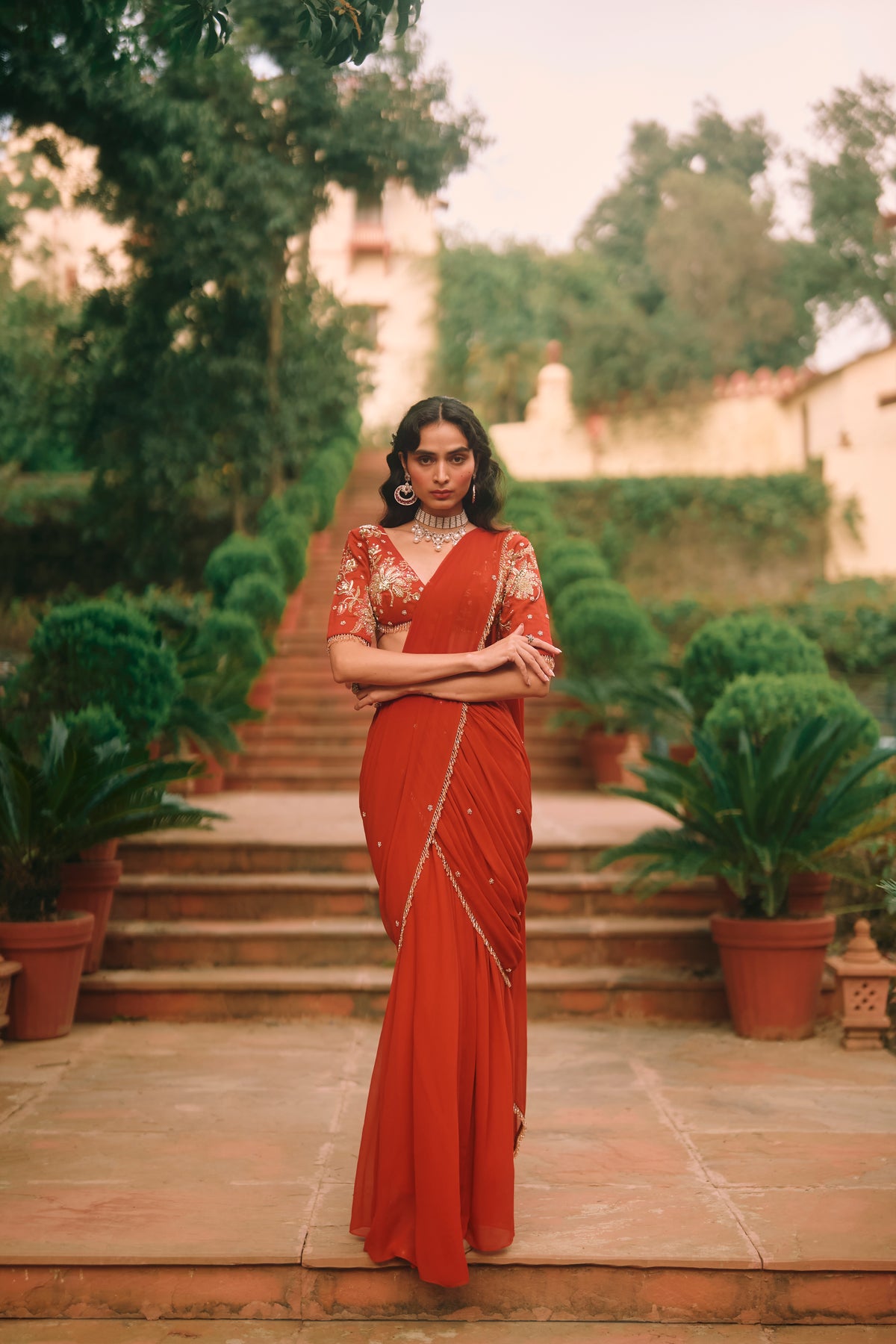KAIA SAREE SET – CRIMSON RED