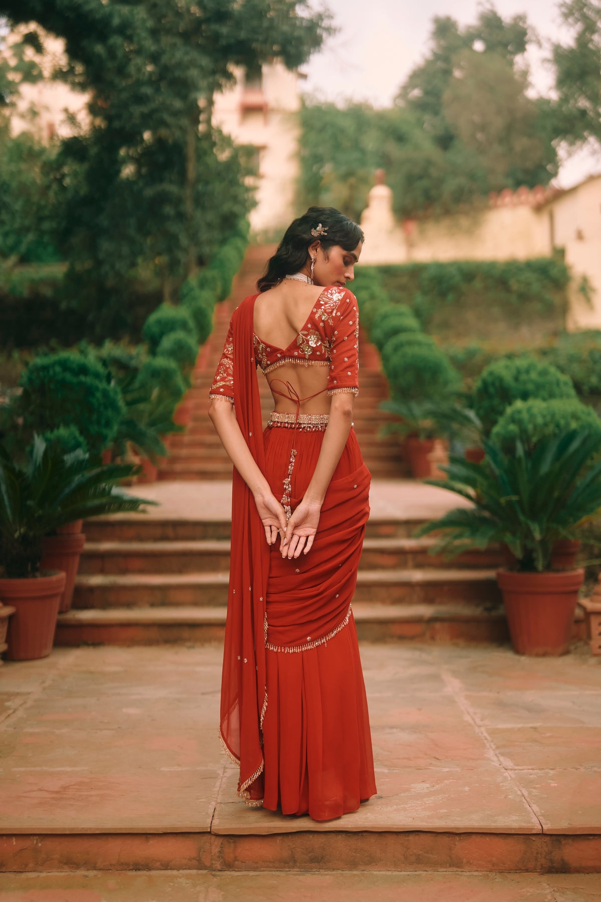 KAIA SAREE SET – CRIMSON RED