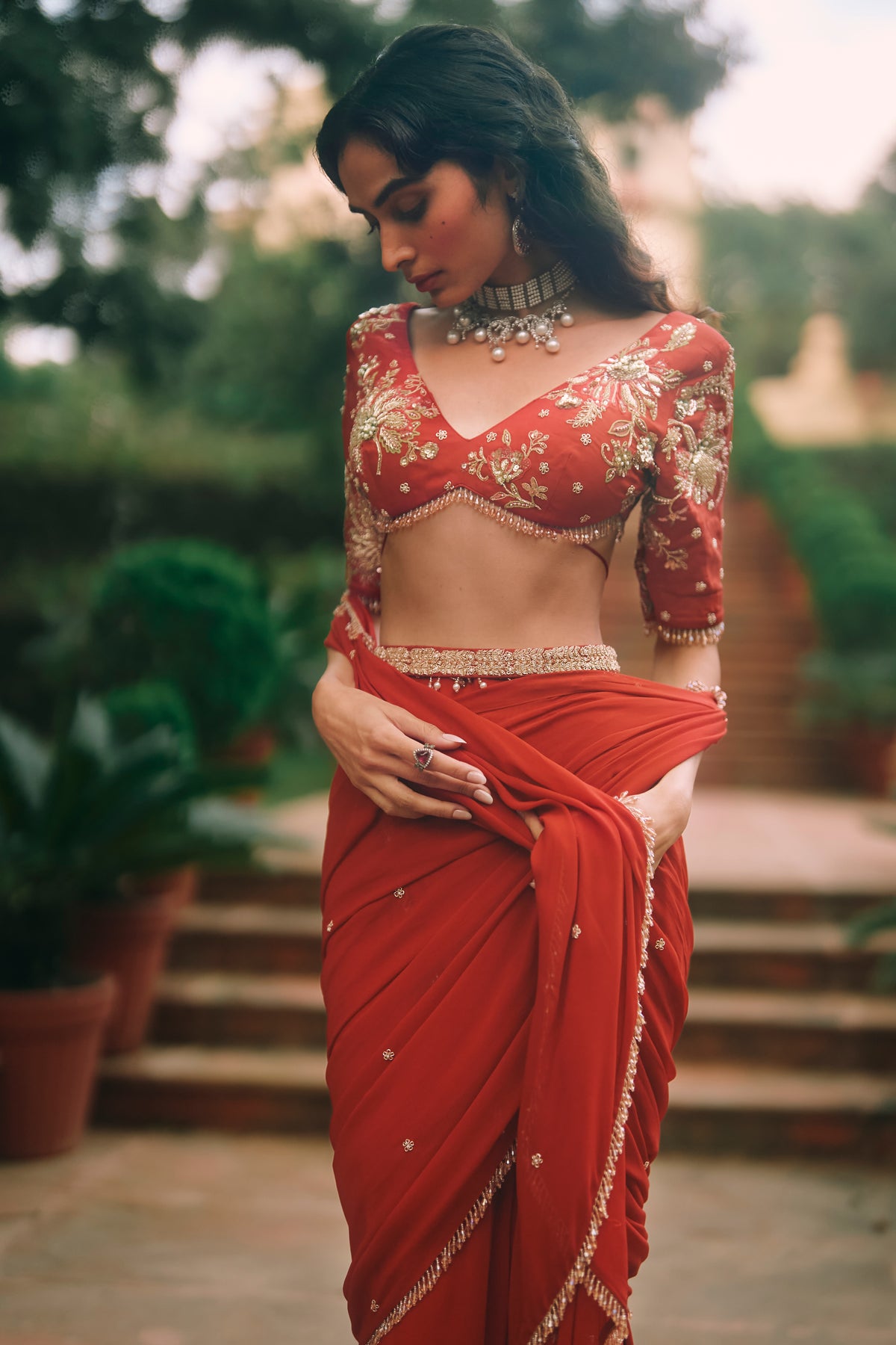 KAIA SAREE SET – CRIMSON RED