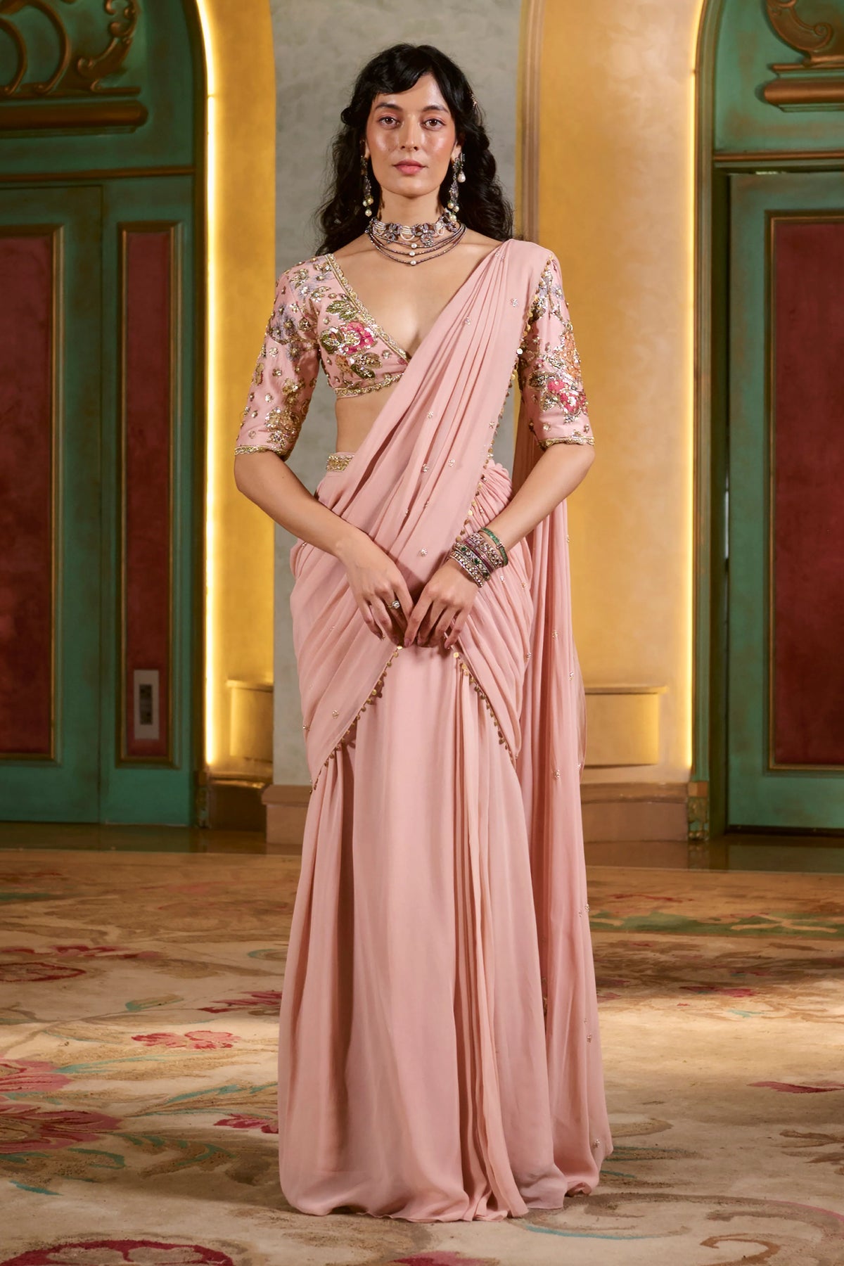 KAIA SAREE SET – LIGHT ROSE