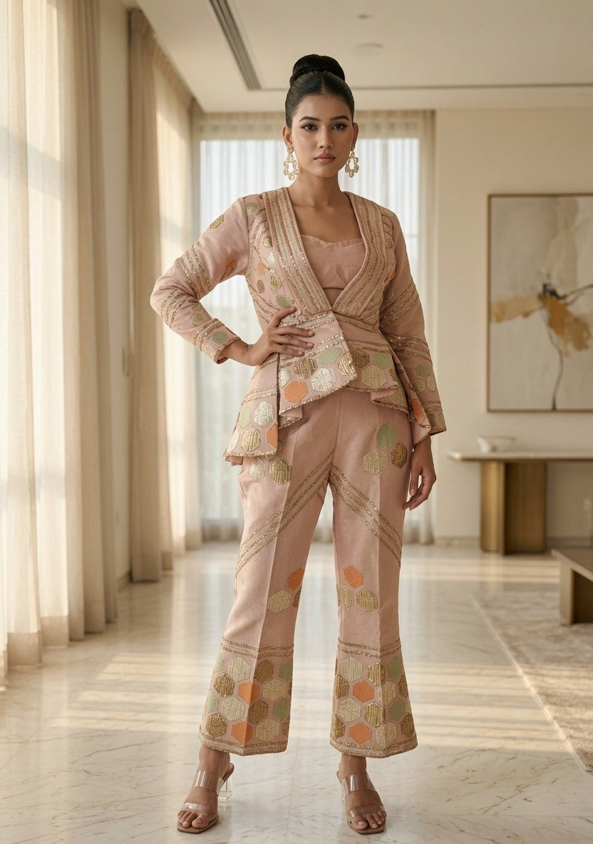Pepplum Jacket Pant and Blouse
