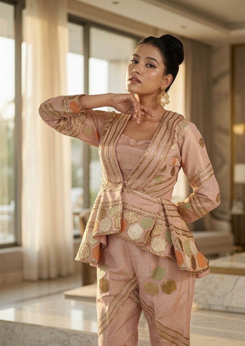 Pepplum Jacket Pant and Blouse