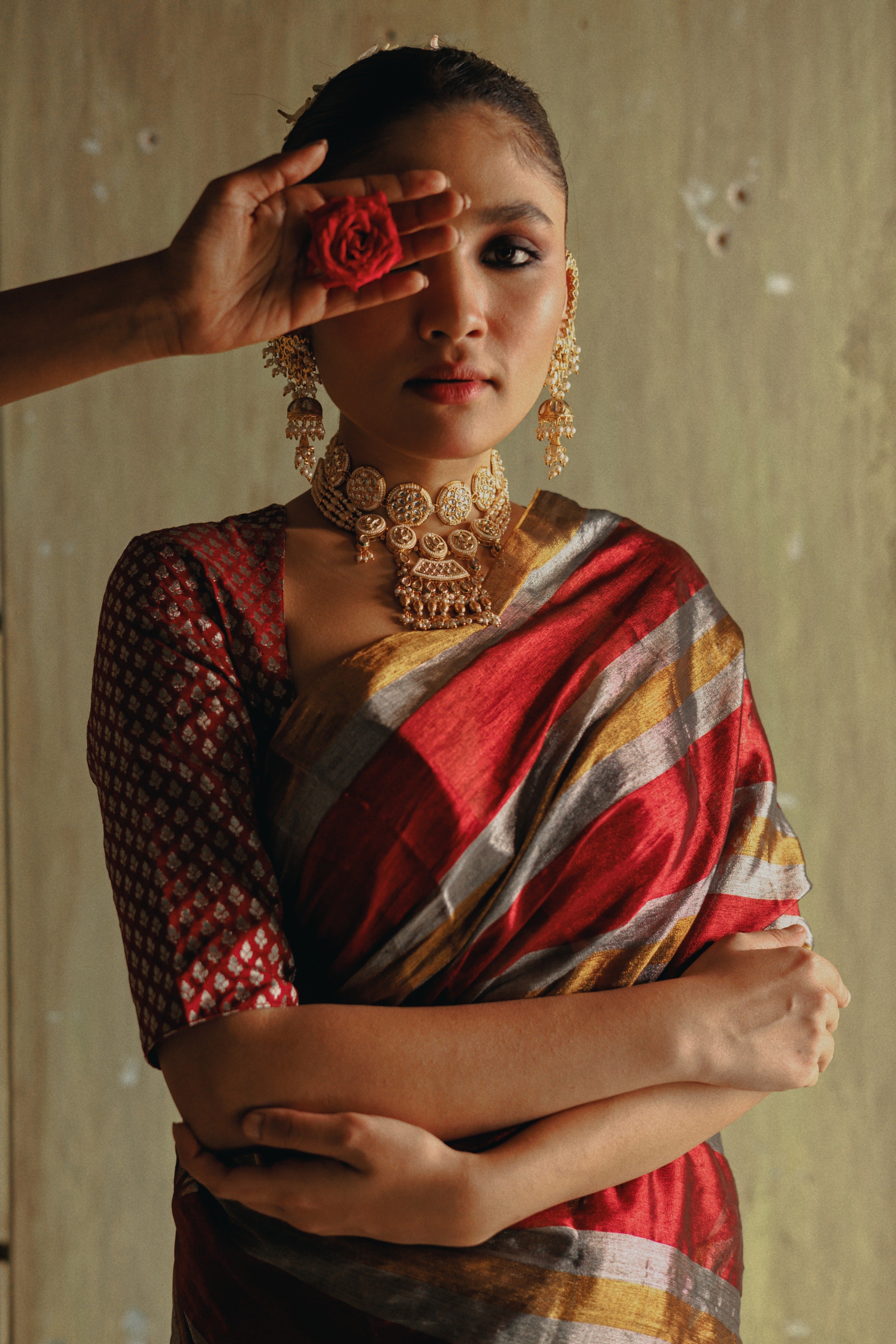 Prathamika I Multicoloured Handloom Tissue Saree