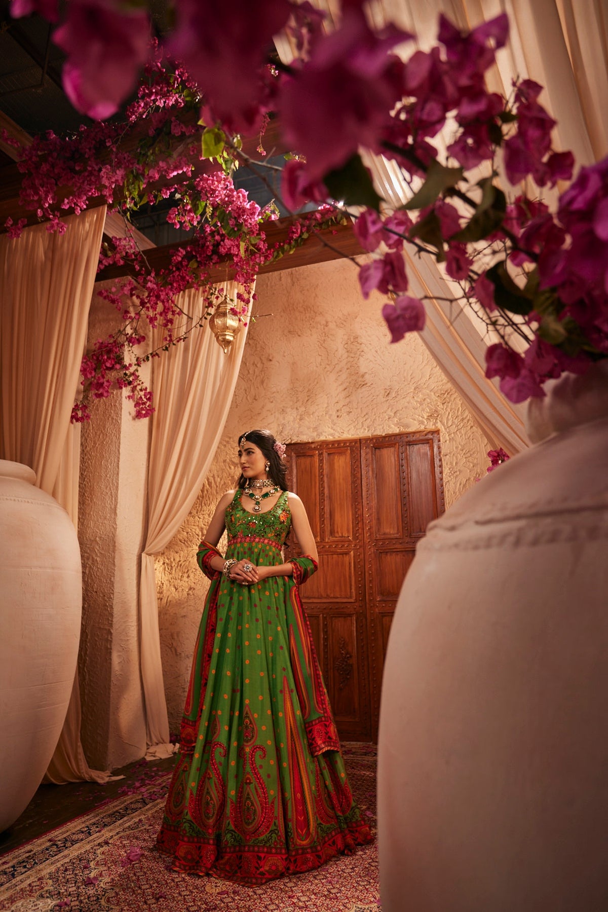 Paisley Mirage Anarkali Set With Mirror Embellished Dupatta