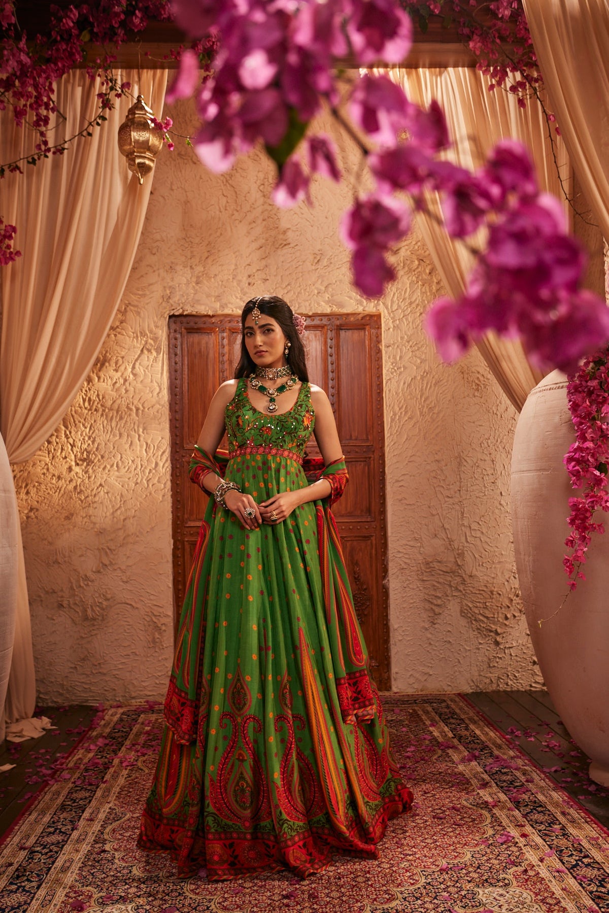 Paisley Mirage Anarkali Set With Mirror Embellished Dupatta