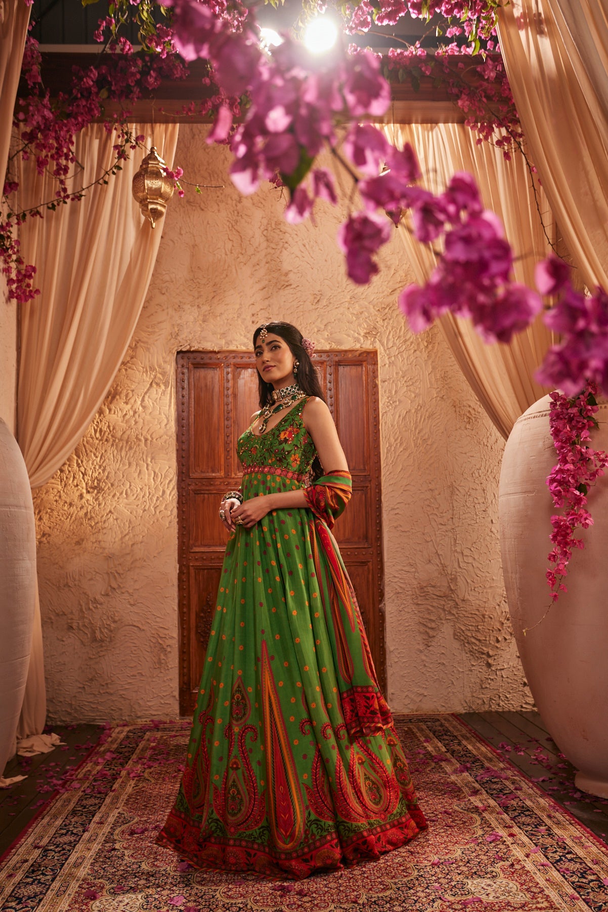 Paisley Mirage Anarkali Set With Mirror Embellished Dupatta
