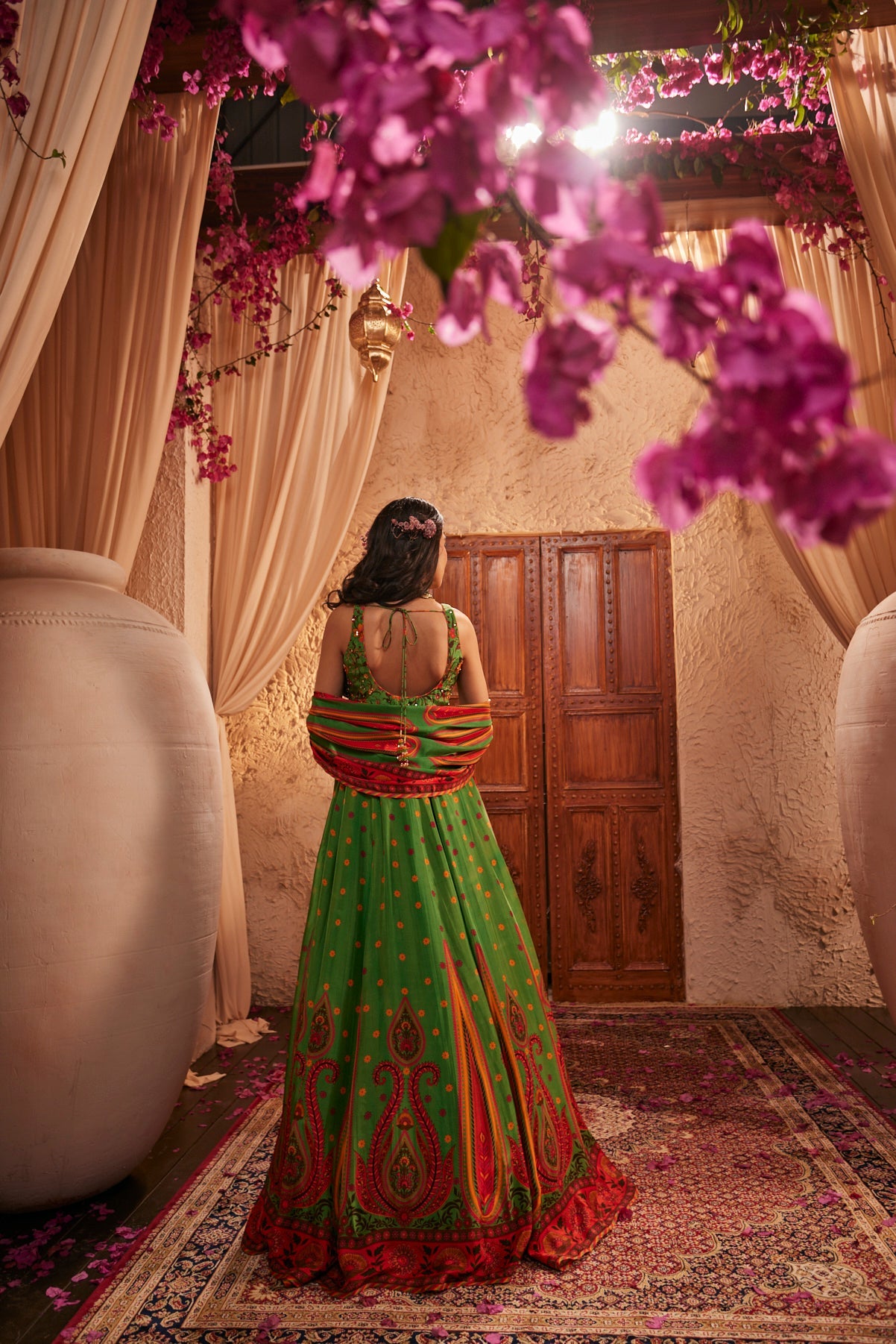 Paisley Mirage Anarkali Set With Mirror Embellished Dupatta