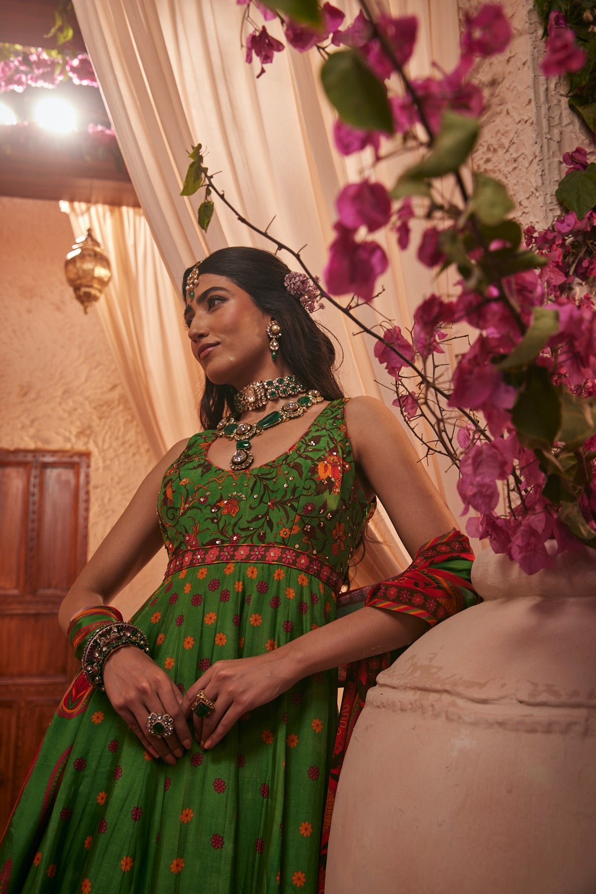 Paisley Mirage Anarkali Set With Mirror Embellished Dupatta