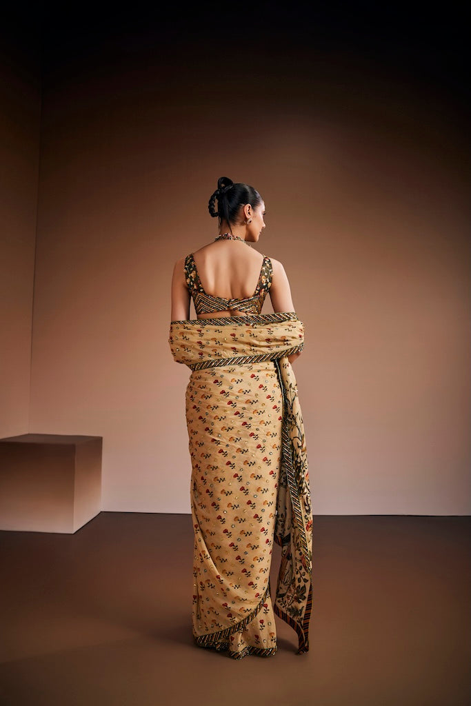 Antique ivory mughal tree suit saree