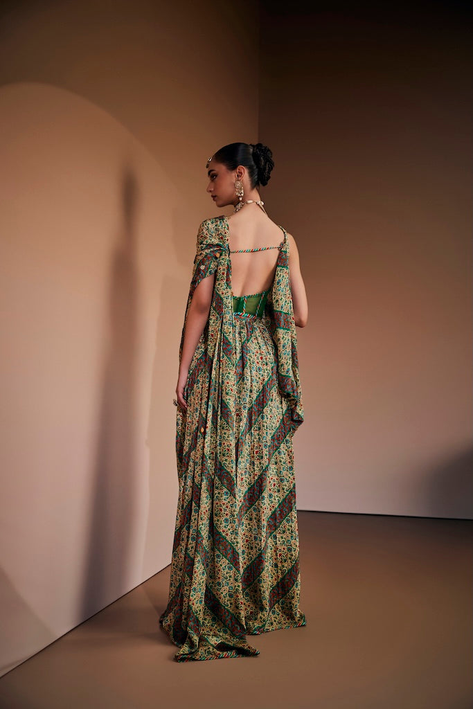 Emerald green & ivory drape
