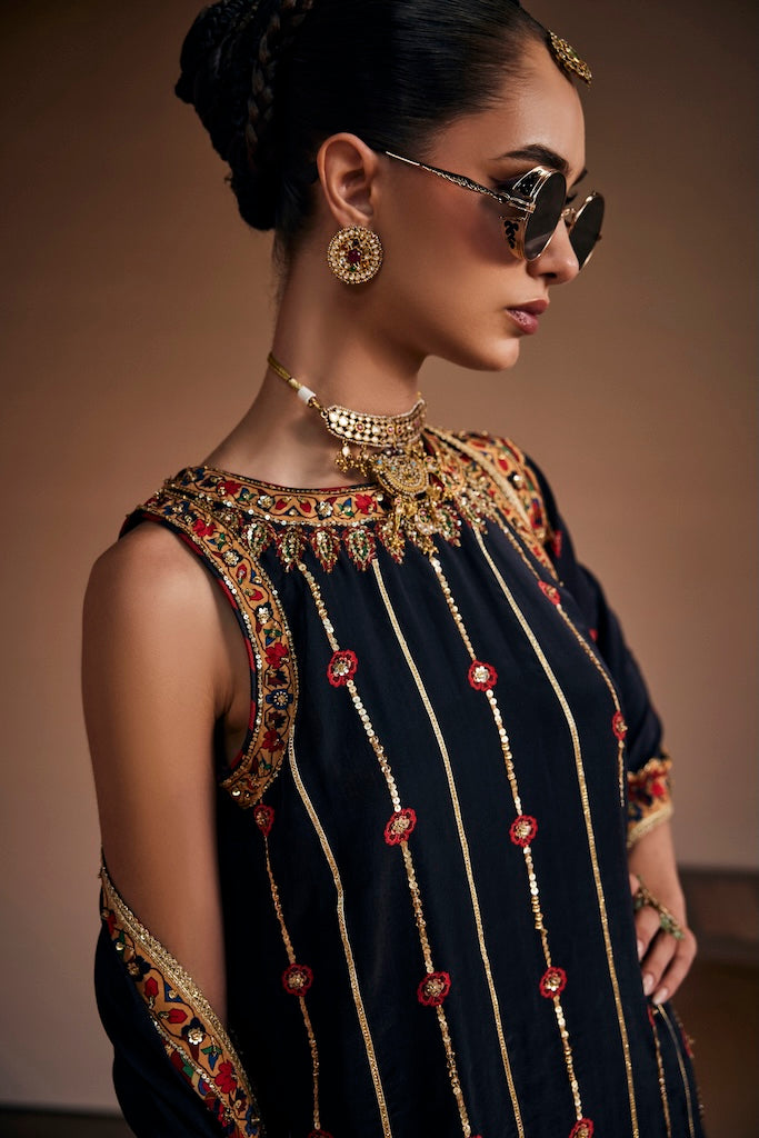 Black noir luxury sharara set