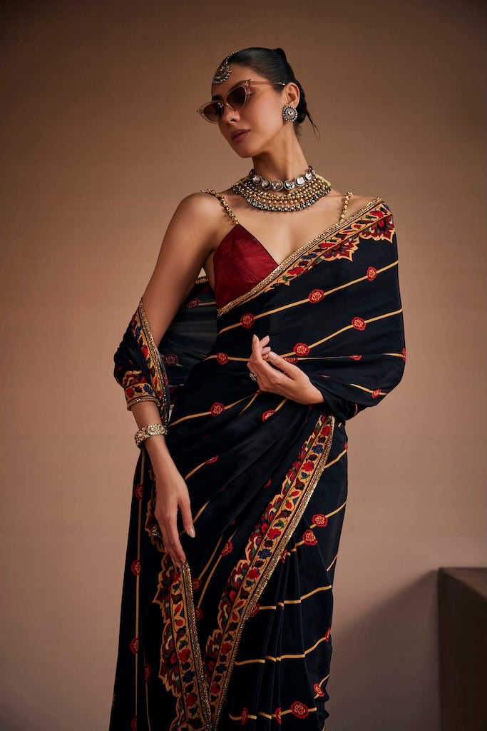 Black noir luxury saree