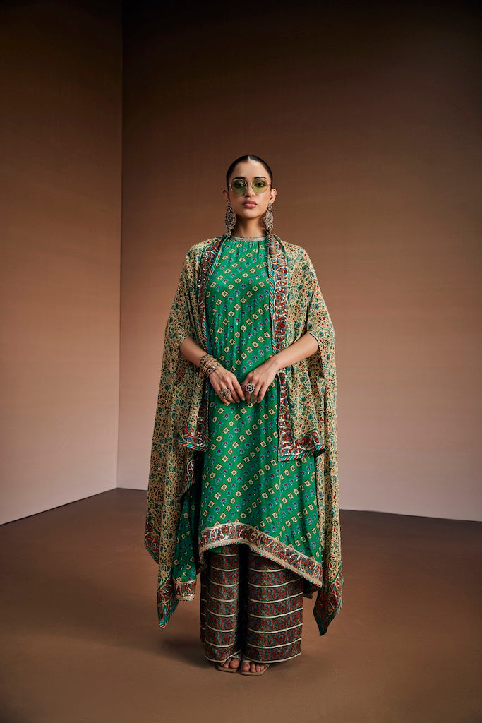 Emerald green & ivory suit