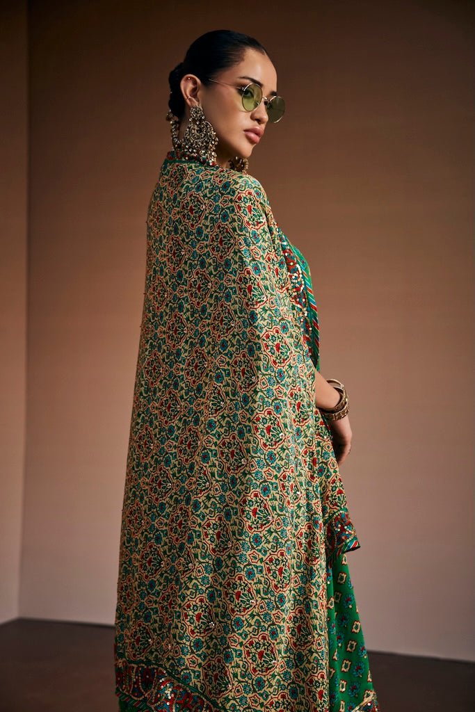 Emerald green & ivory suit