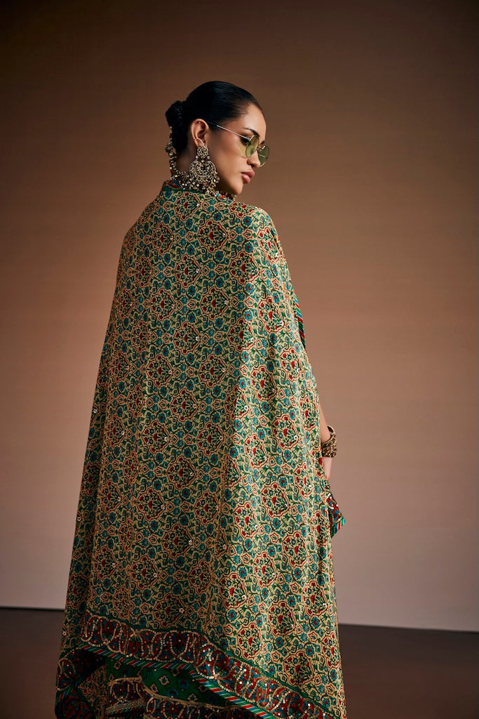 Emerald green & ivory suit
