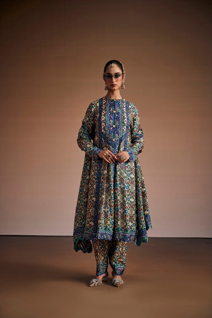 Cobalt blue & ivory kurta set
