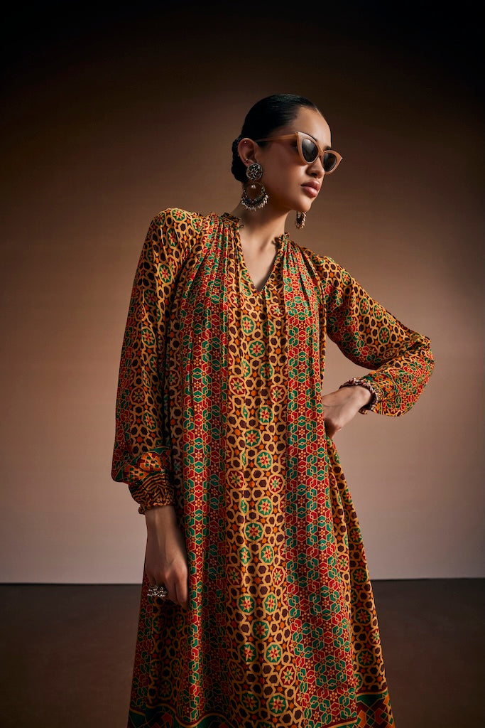Vermilion red & rust orange suit
