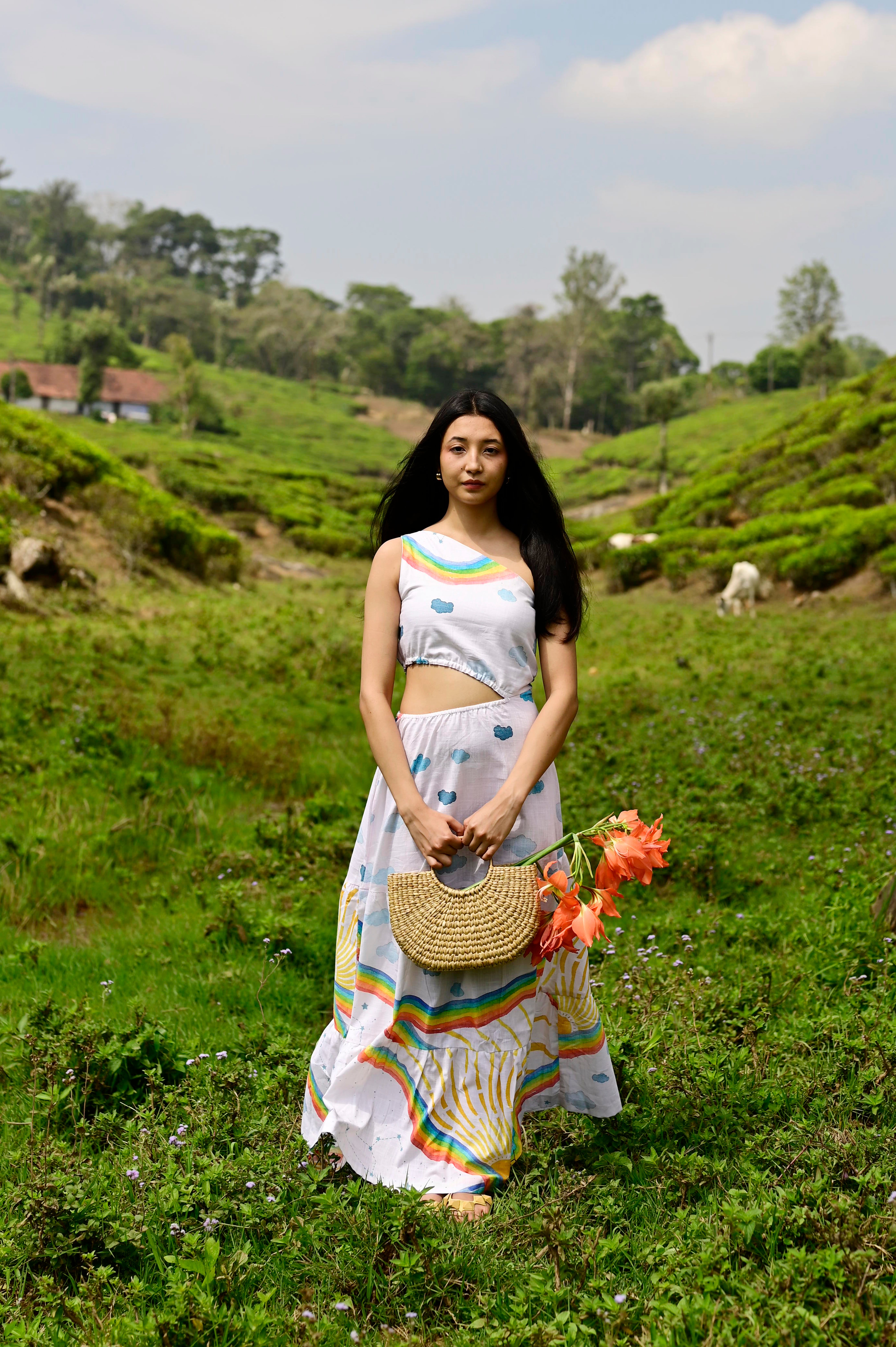 Rainbow Off Shoulder Dress