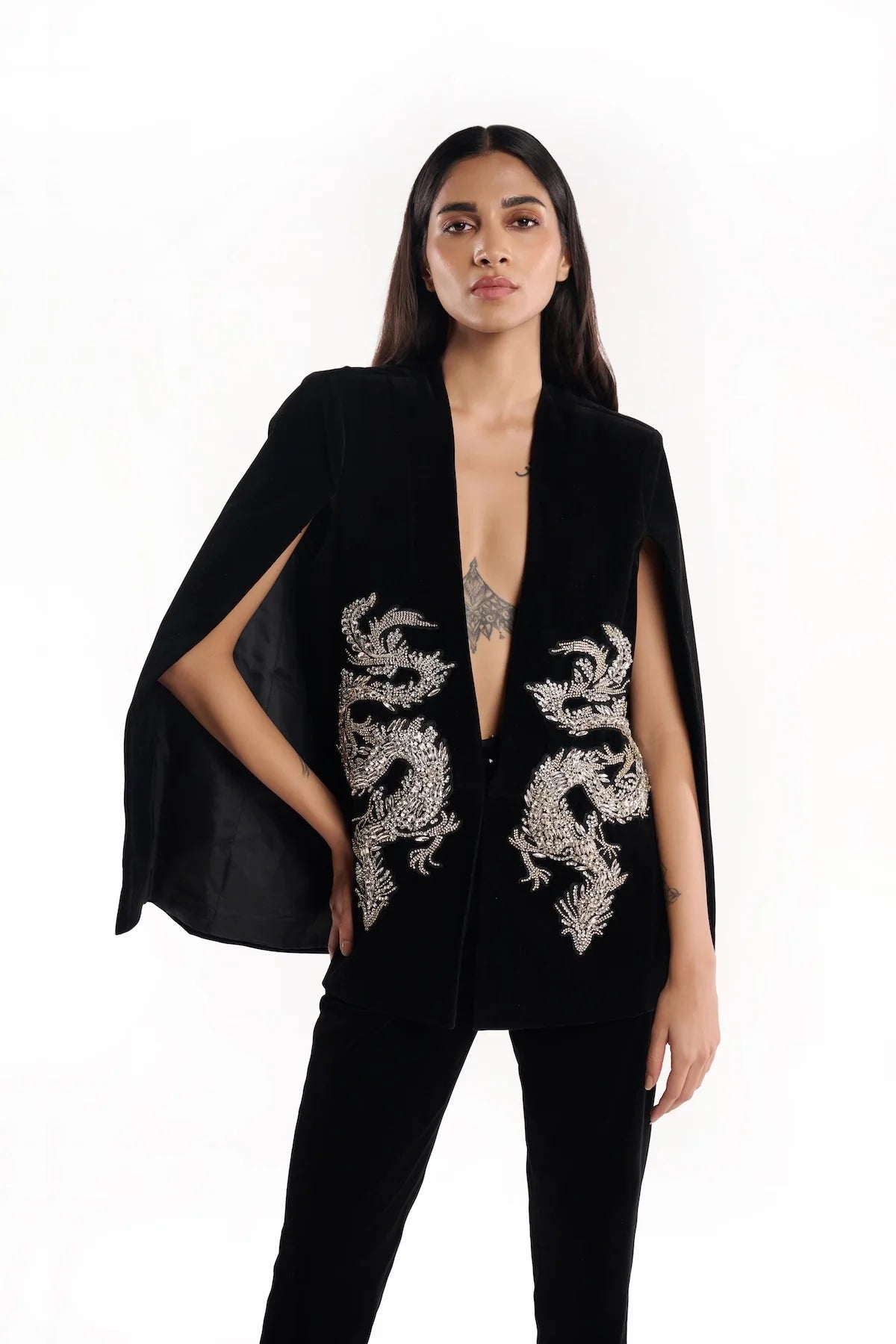 Cosmic dragon cape blazer