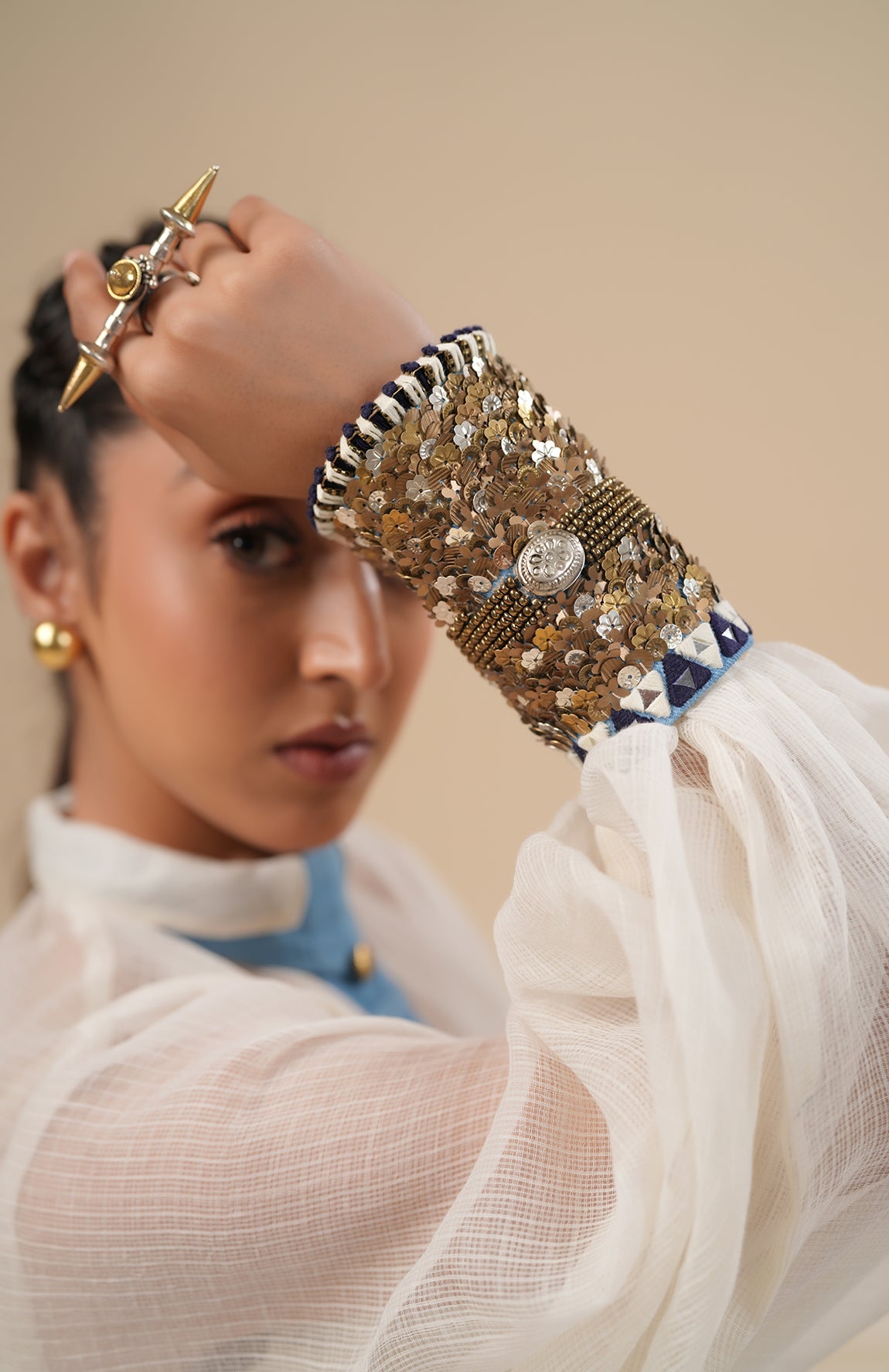 DENIM EMBELLISHED CUFF