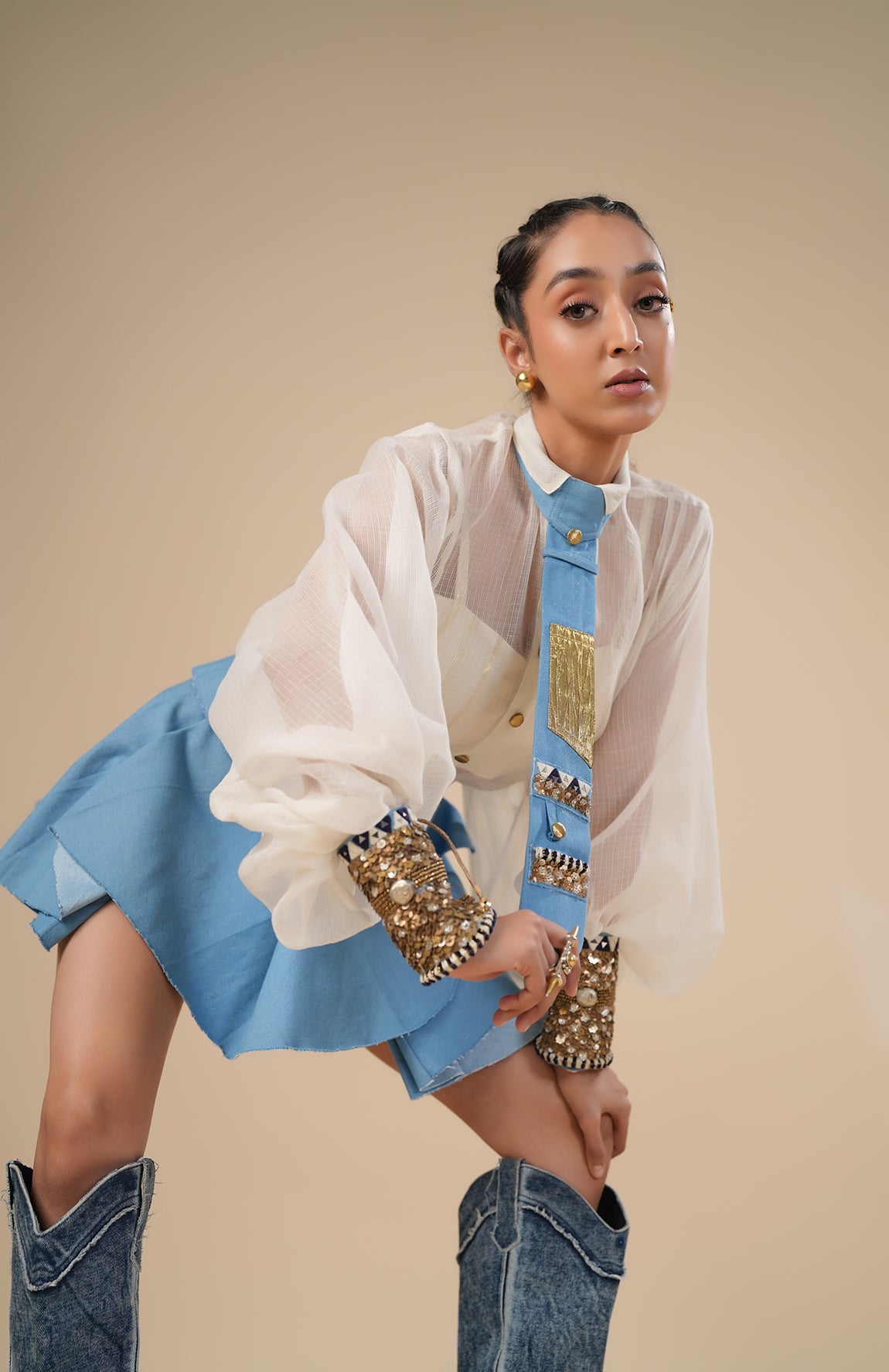 DENIM EMBELLISHED CUFF