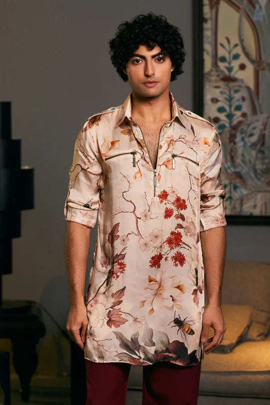 GOE Bumblebee printed zipper kurta