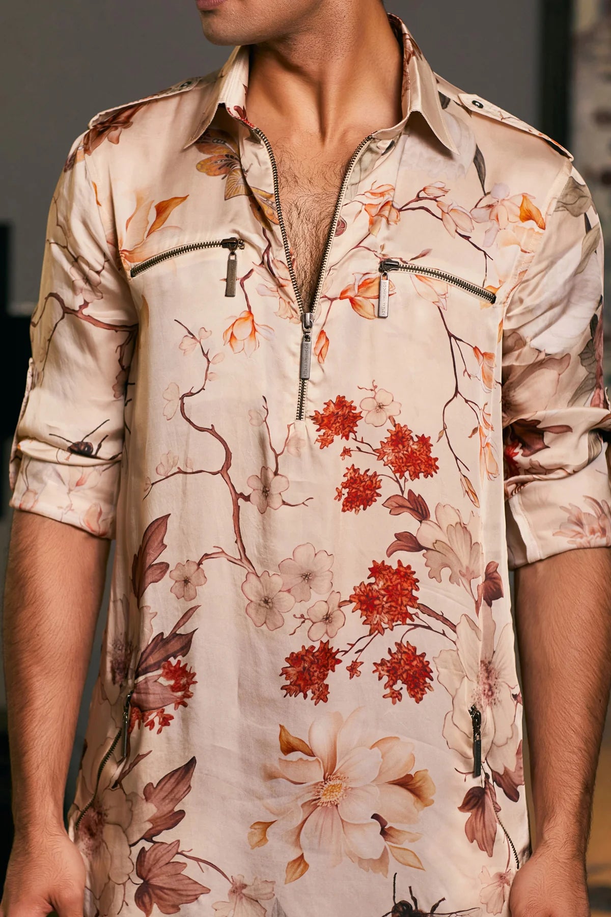 GOE Bumblebee printed zipper kurta