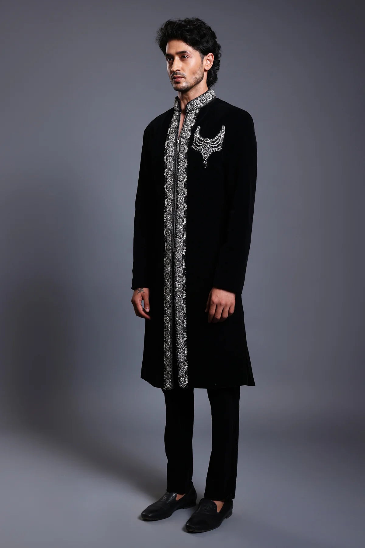 CF necklace sherwani black