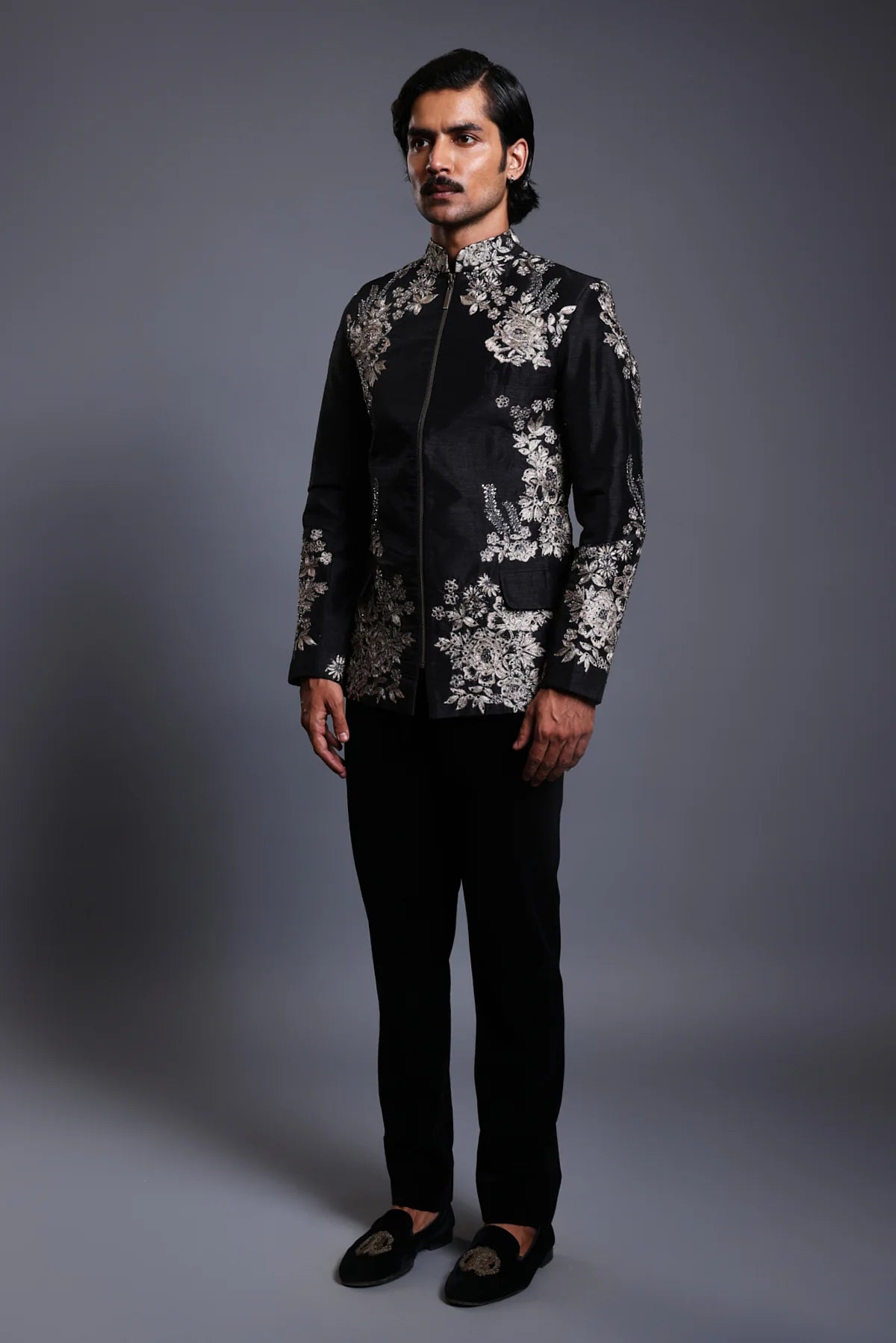 CF zari bandhgala black