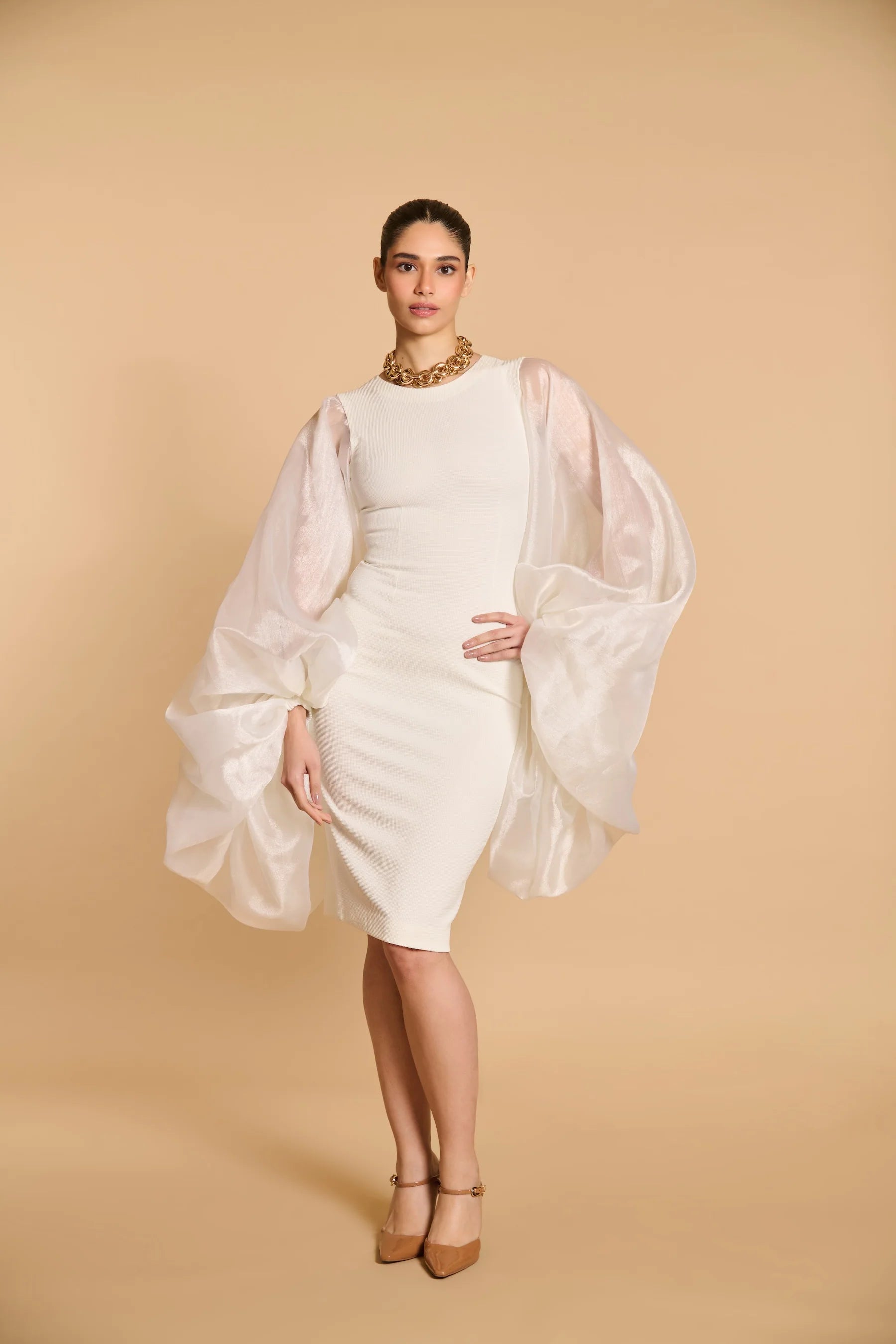 Spectrum bauble sleeve dress