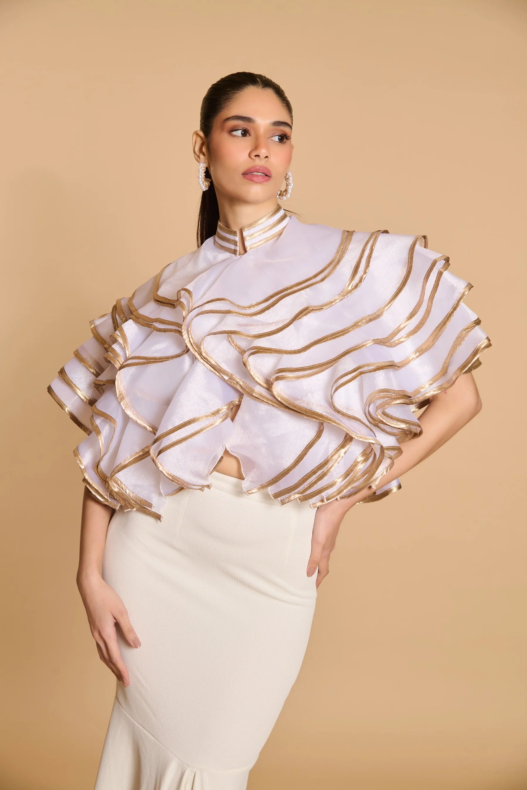 Spectrum cascade crop jacket