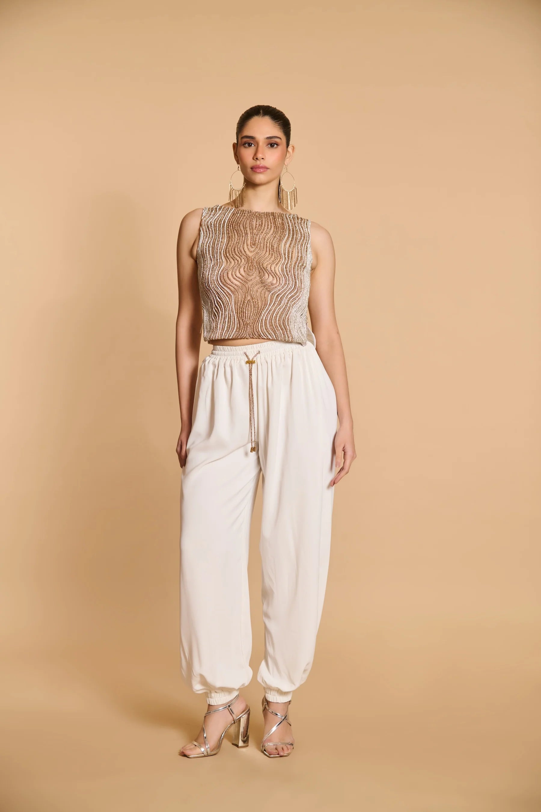Spectrum crystal rope sheer top