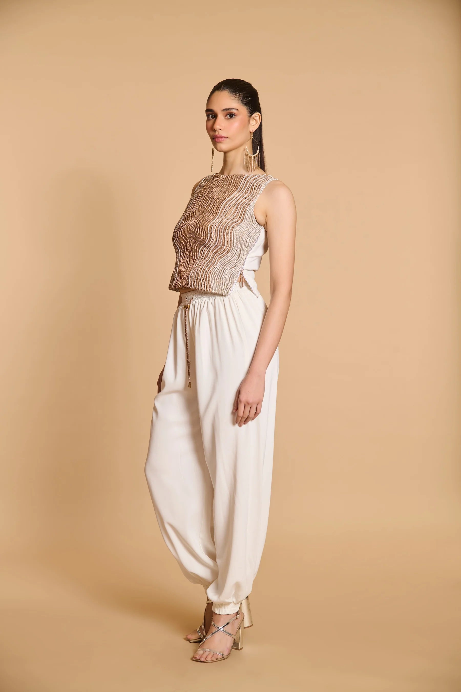 Spectrum crystal rope sheer top