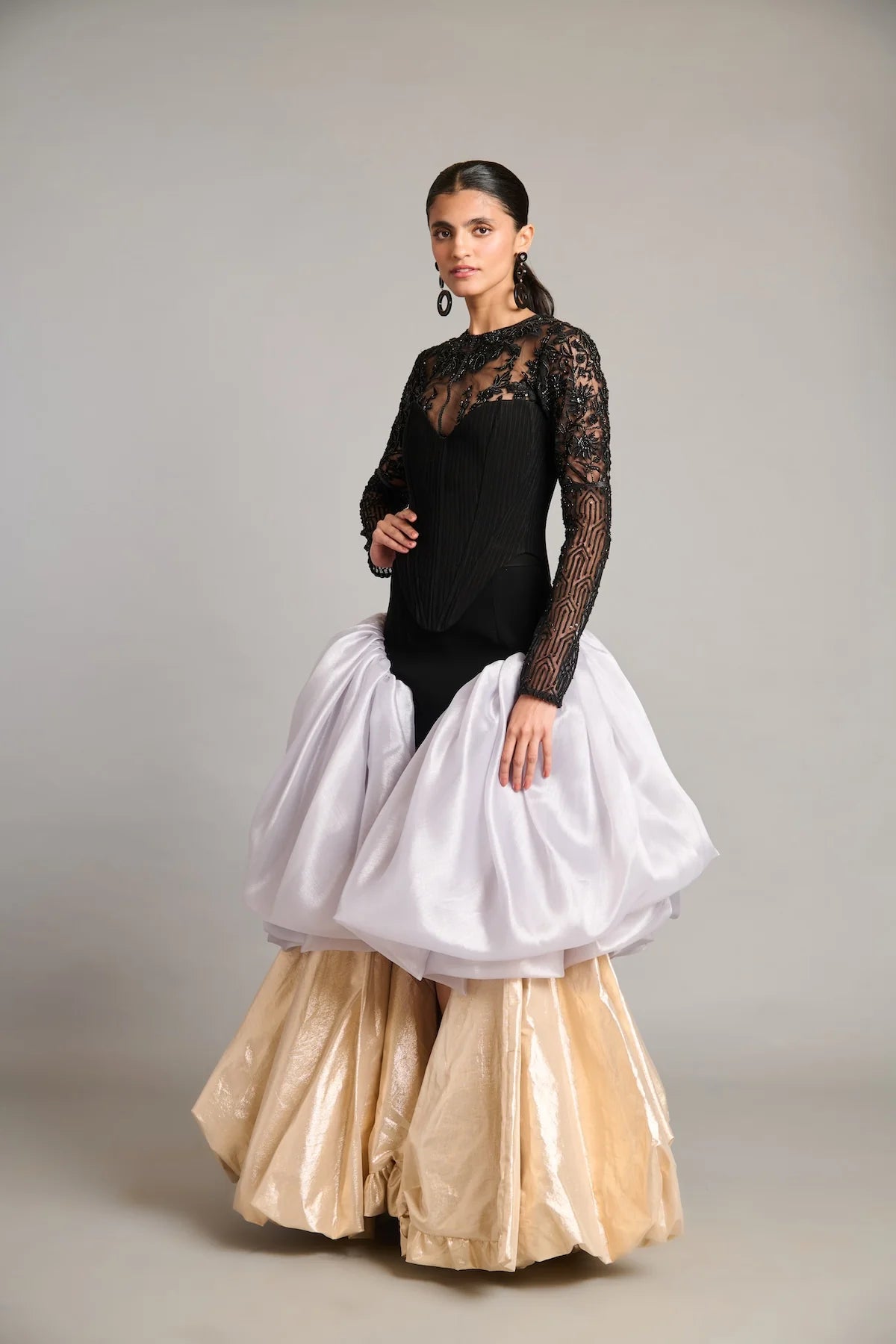 NS mixed media sheer top