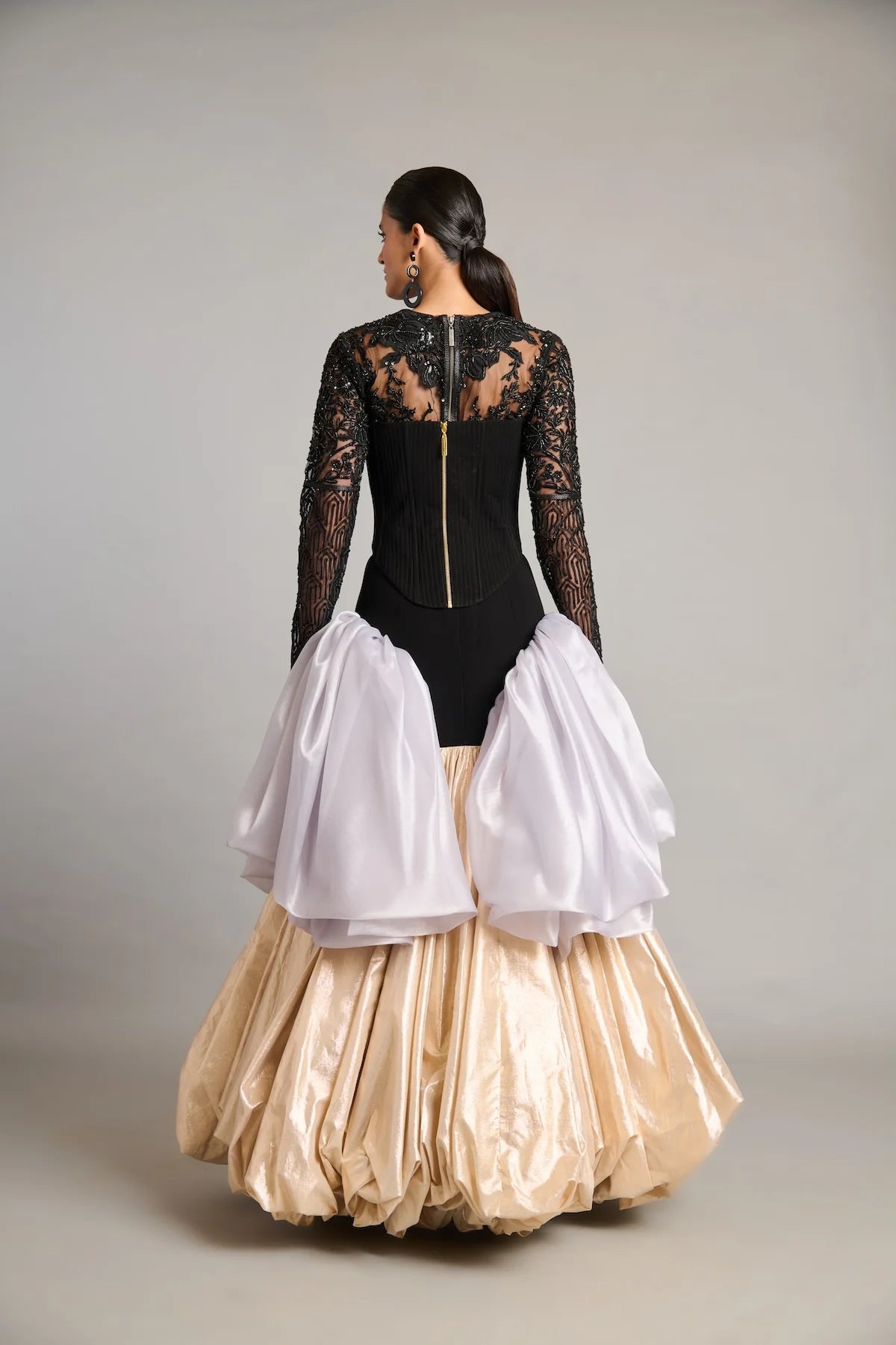 NS mixed media sheer top