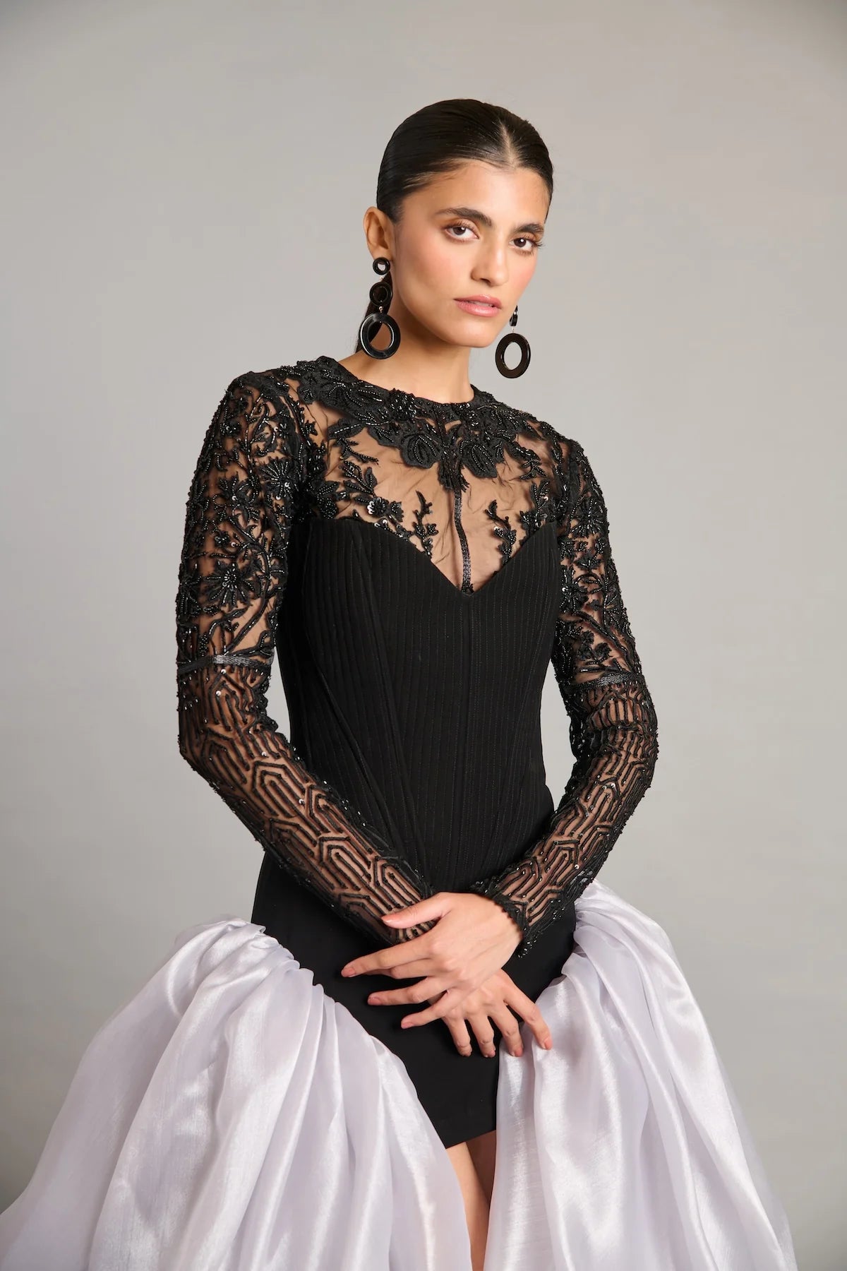 NS mixed media sheer top