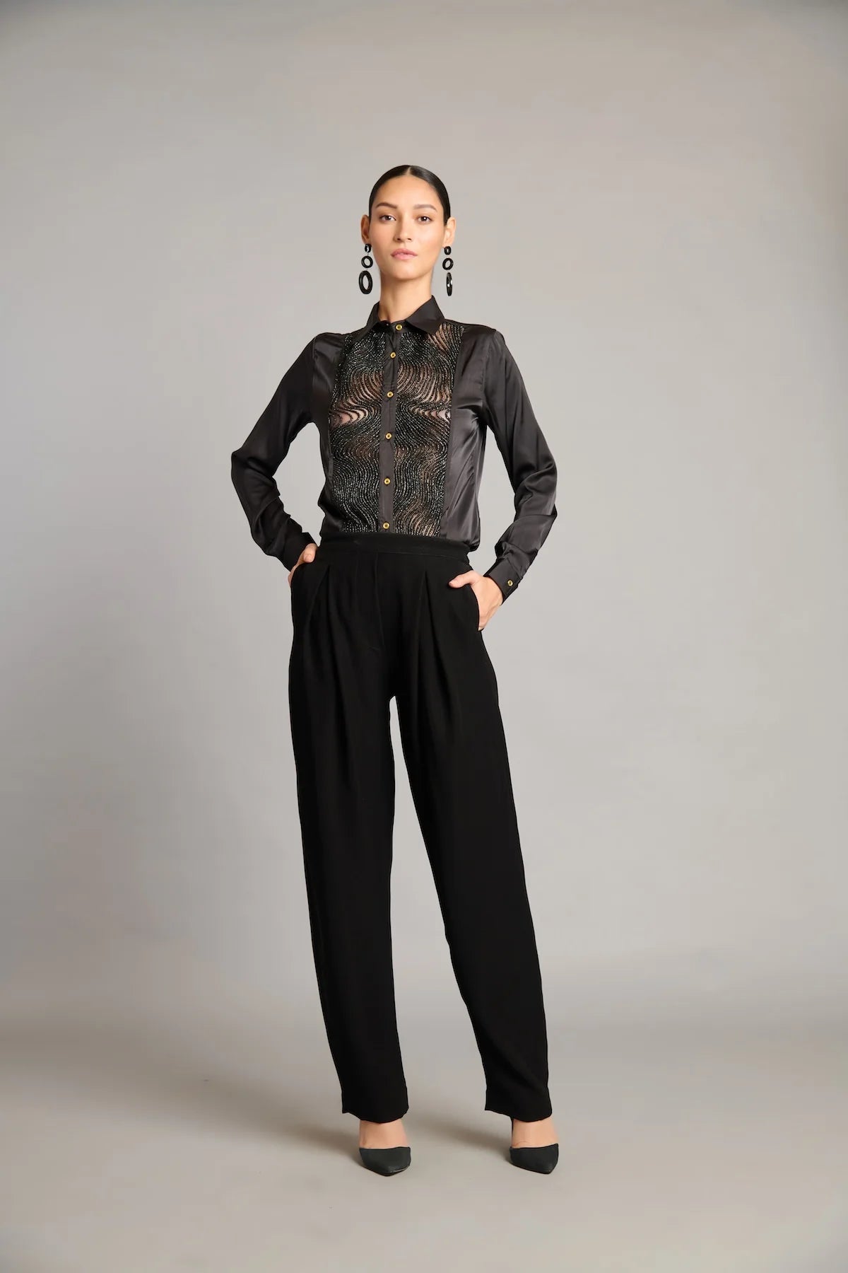 NS black Korean pants