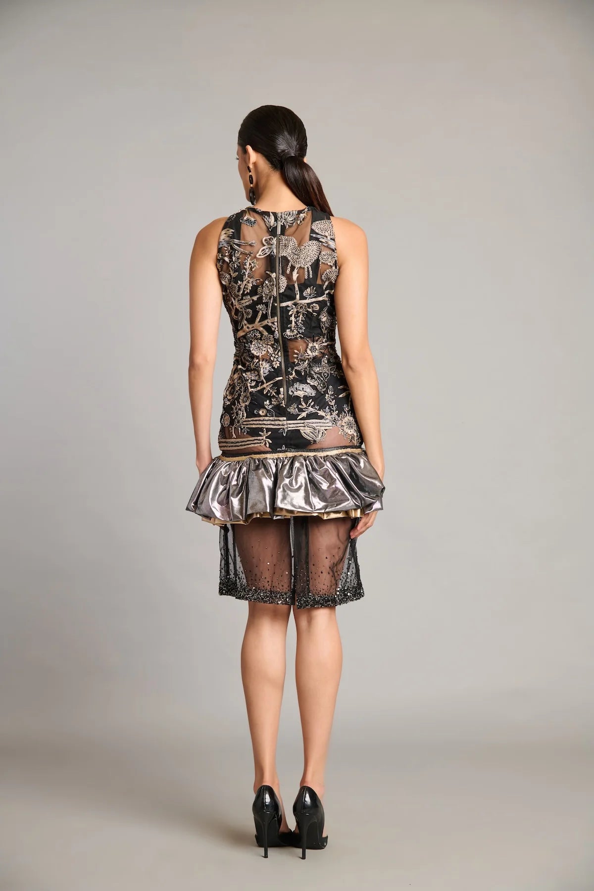 NS zari forest sheer bauble dress
