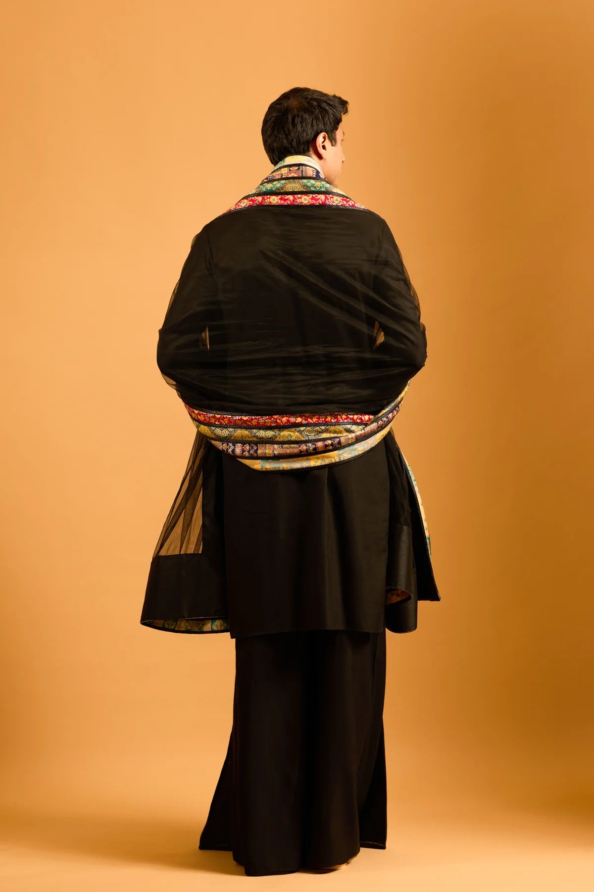 Trifecta black zipper kurta