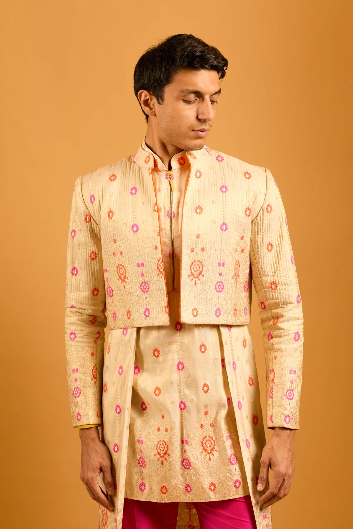 Trifecta fuschia-orange booty crop jacket