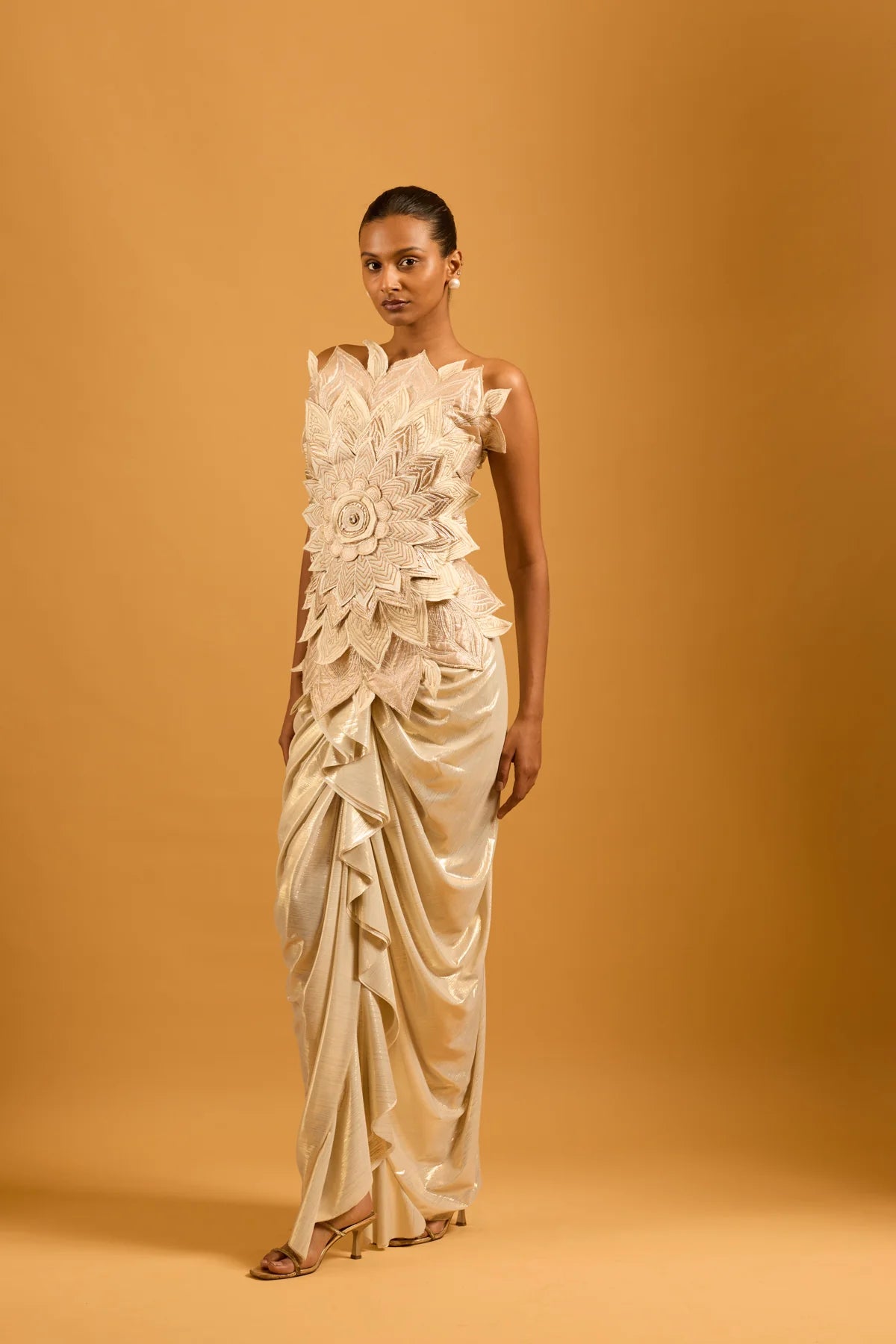 Trifecta gold draped skirt