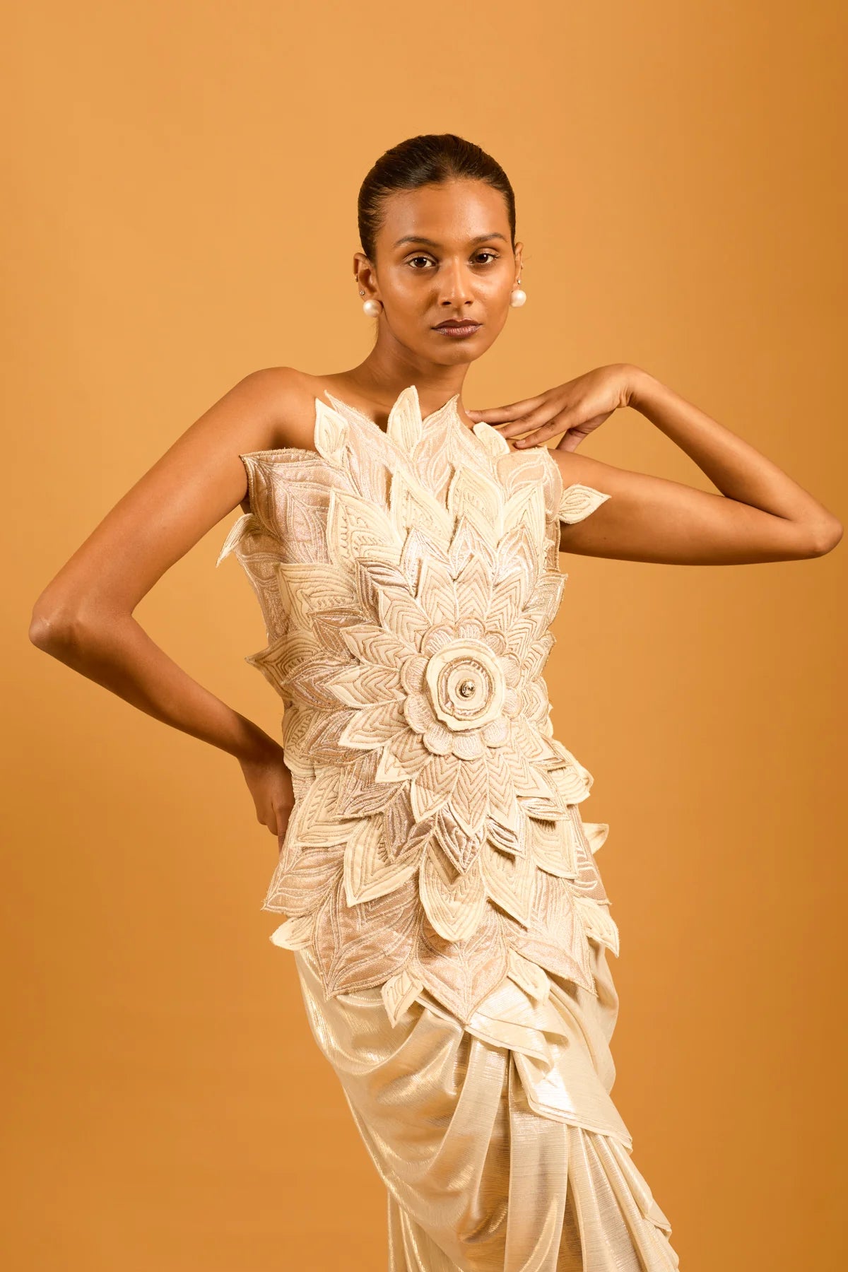 Trifecta gold draped skirt