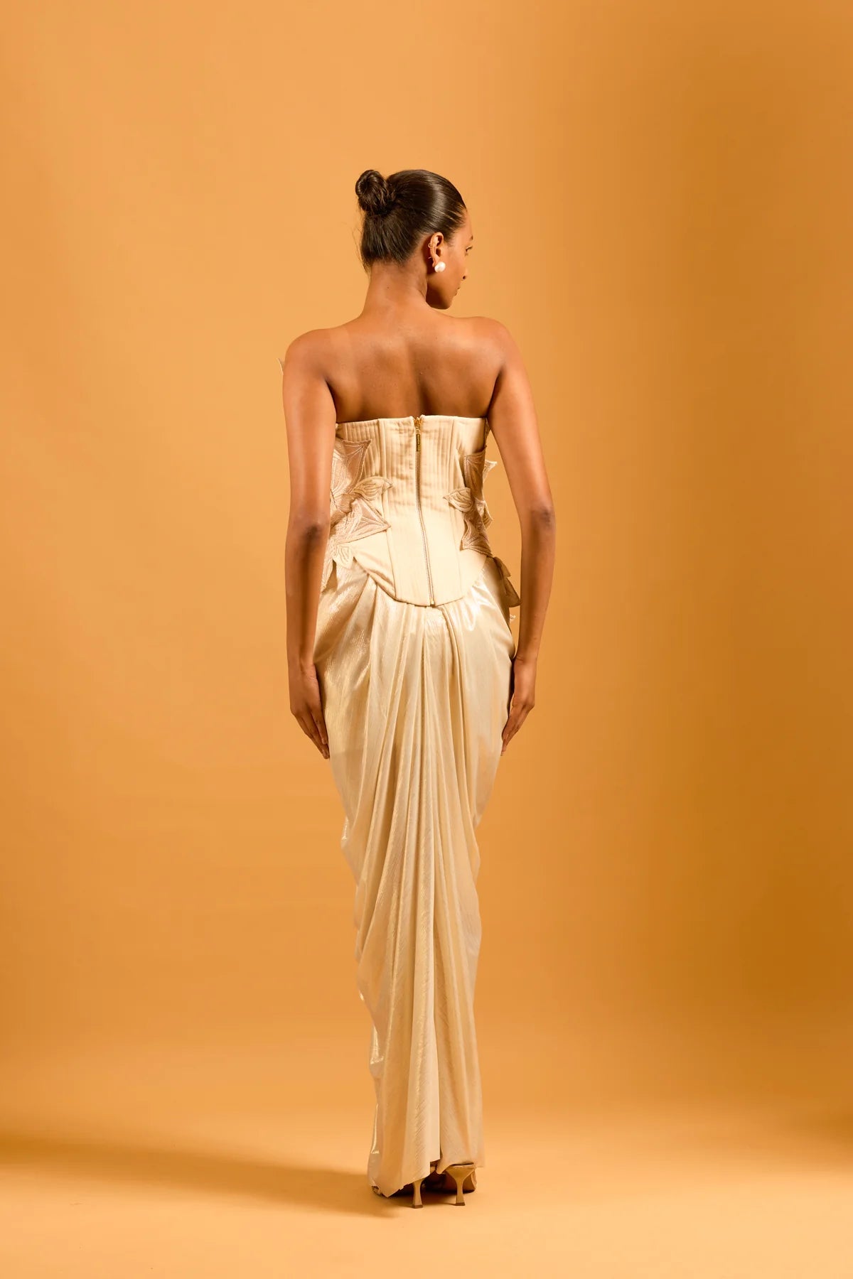 Trifecta gold draped skirt