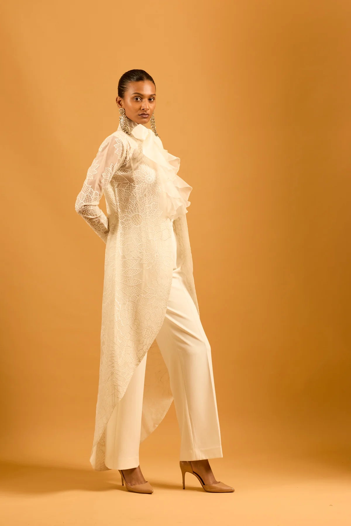 Trifecta ivory lattice jacket
