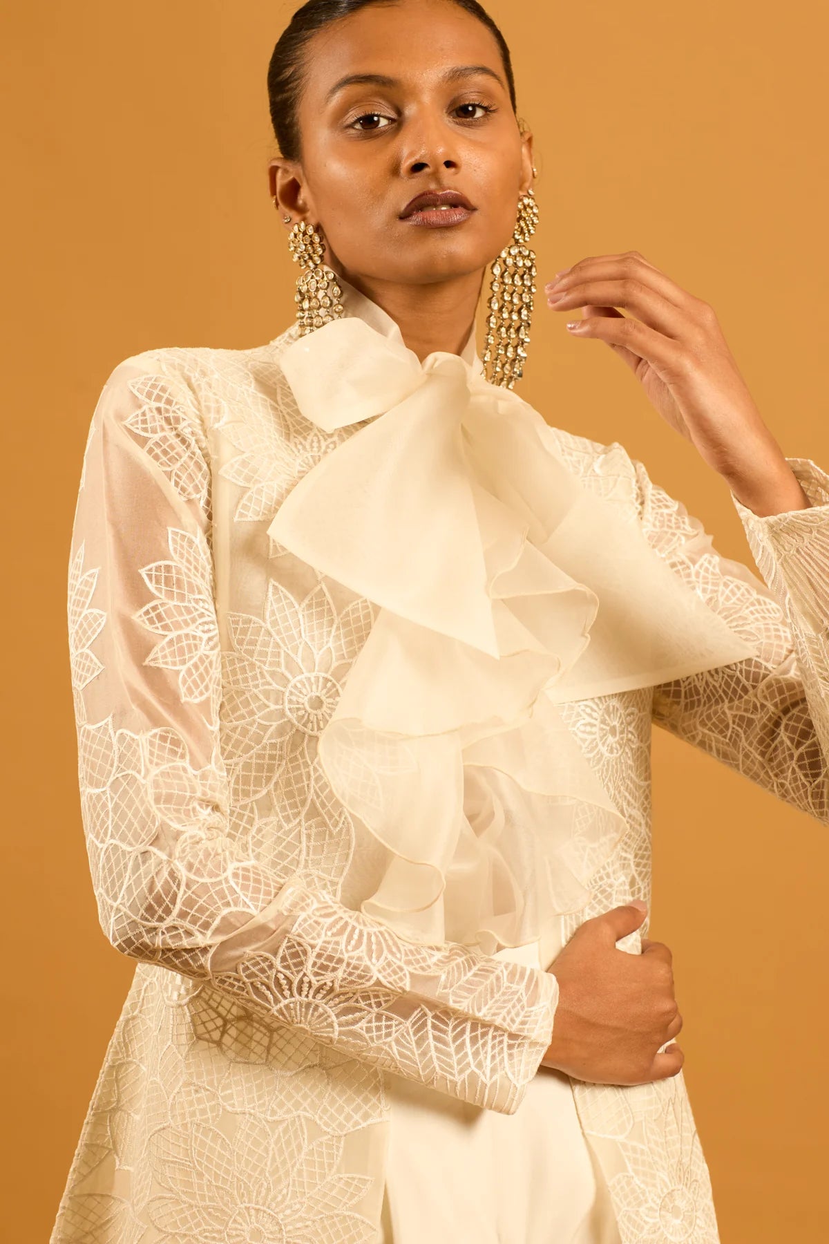 Trifecta ivory lattice jacket