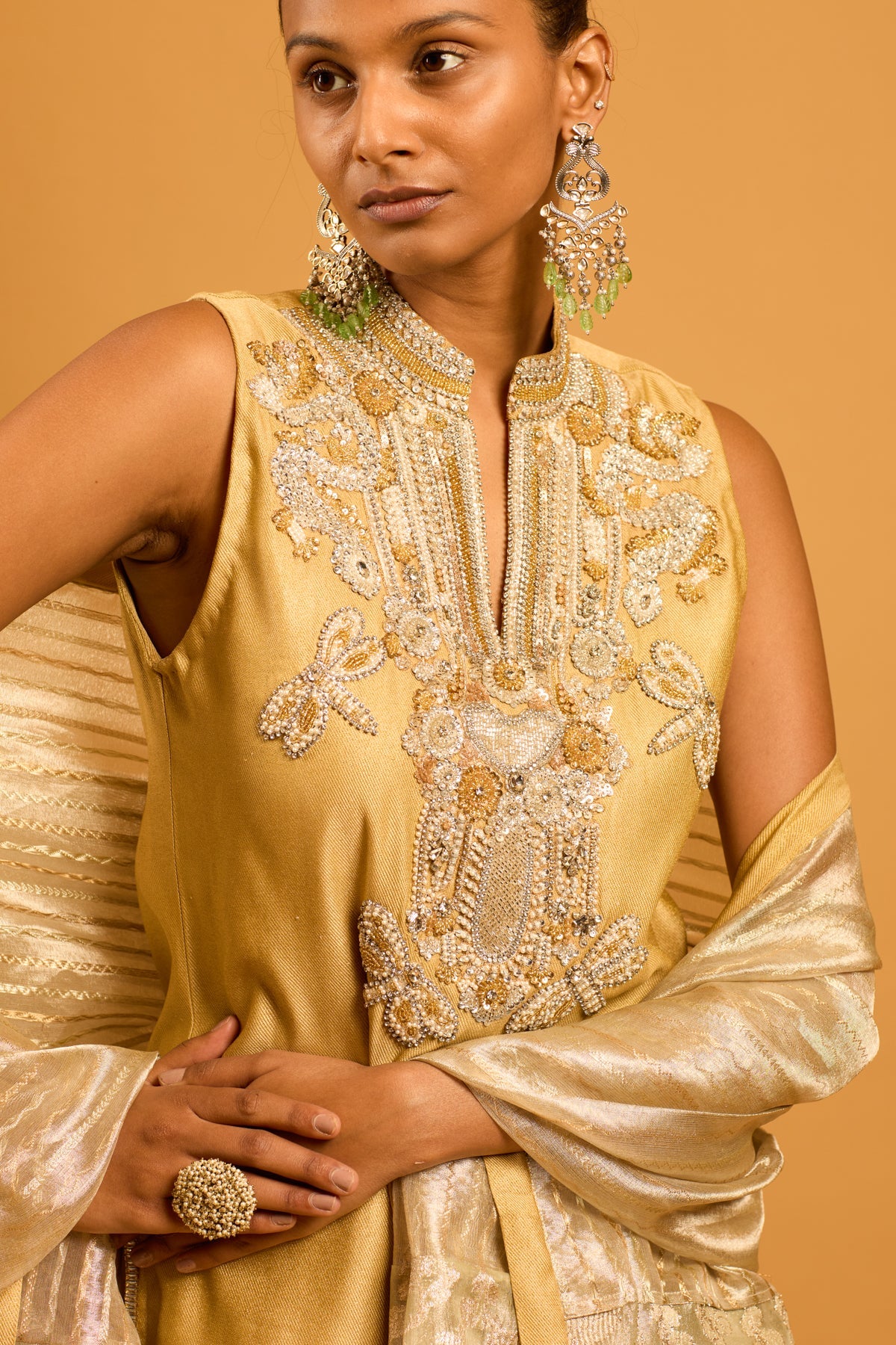 Trifecta gold mix media sharara set