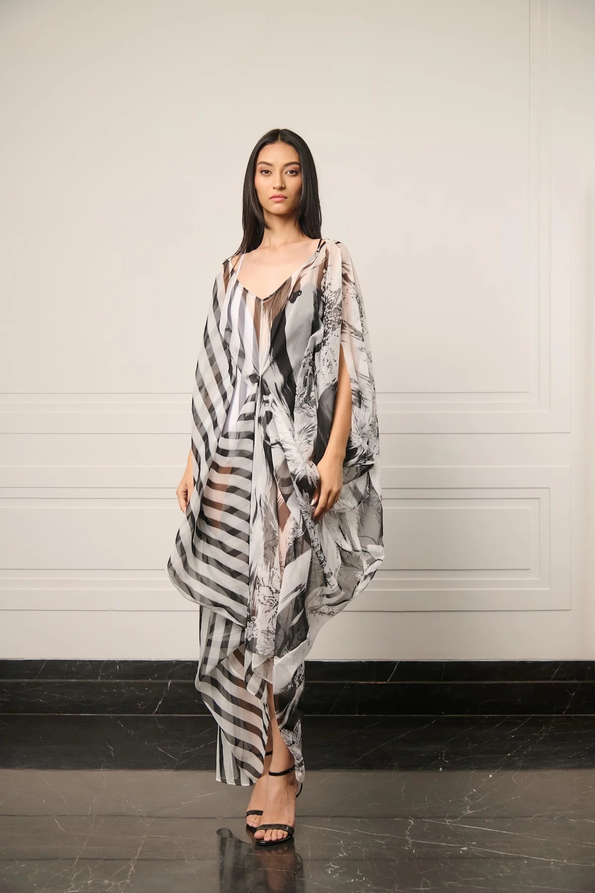 Resort camo striped  sheer kaftan