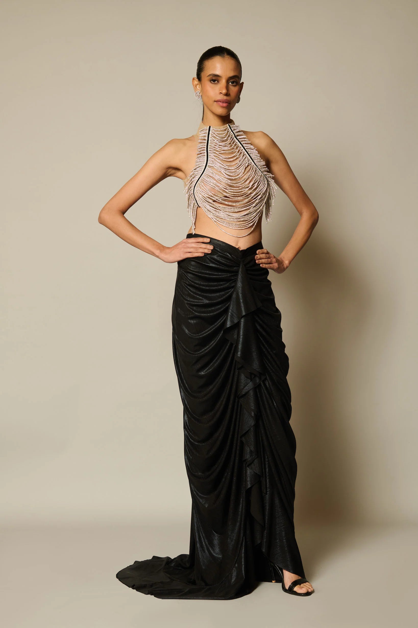 Liquid drape skirt