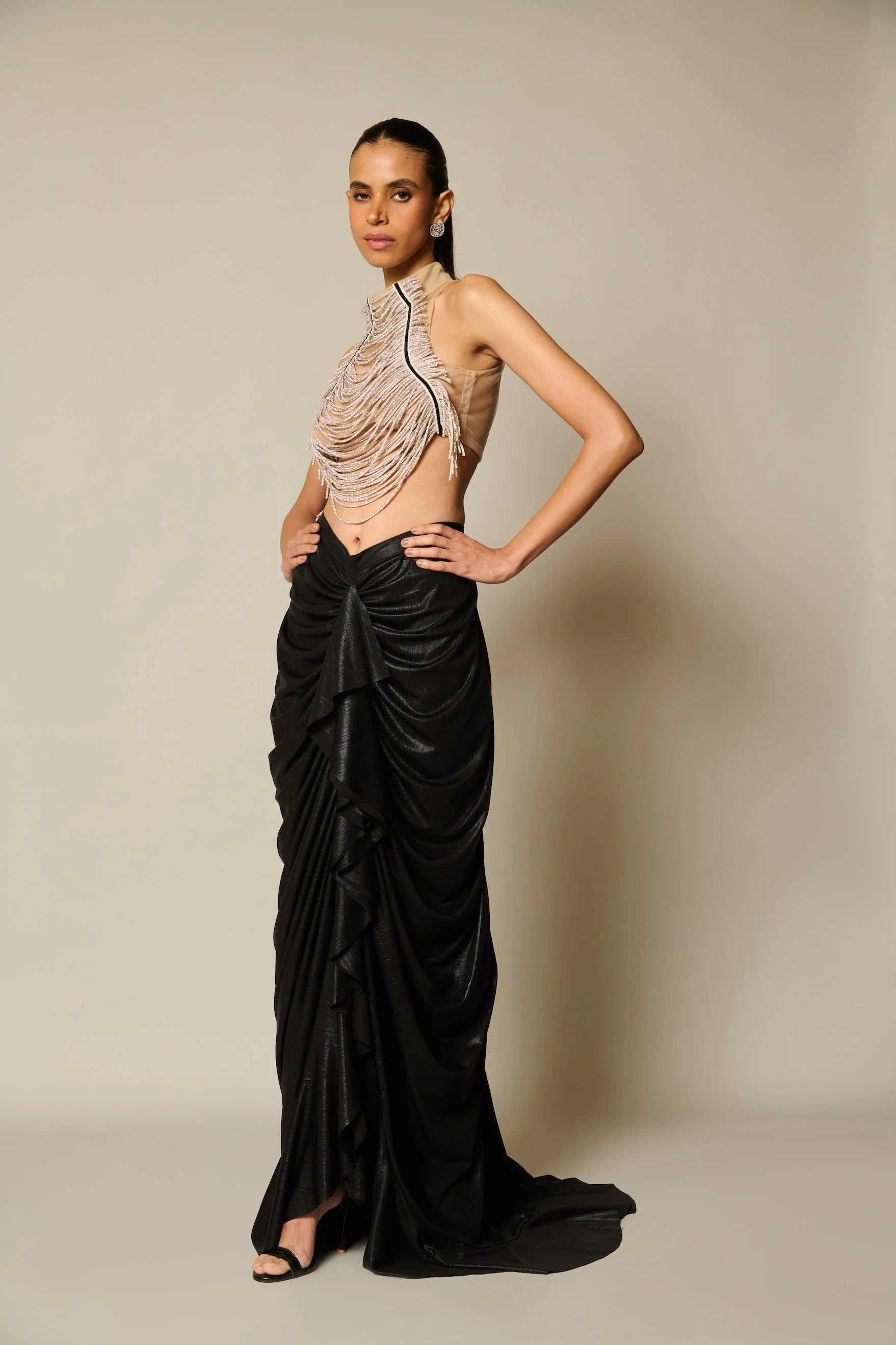 Liquid drape skirt