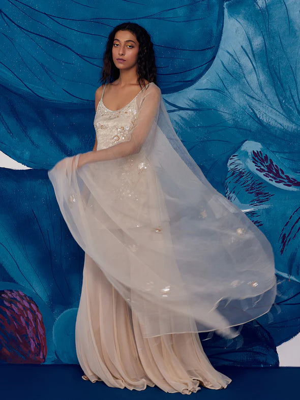 Starlit Nude Sharara Set